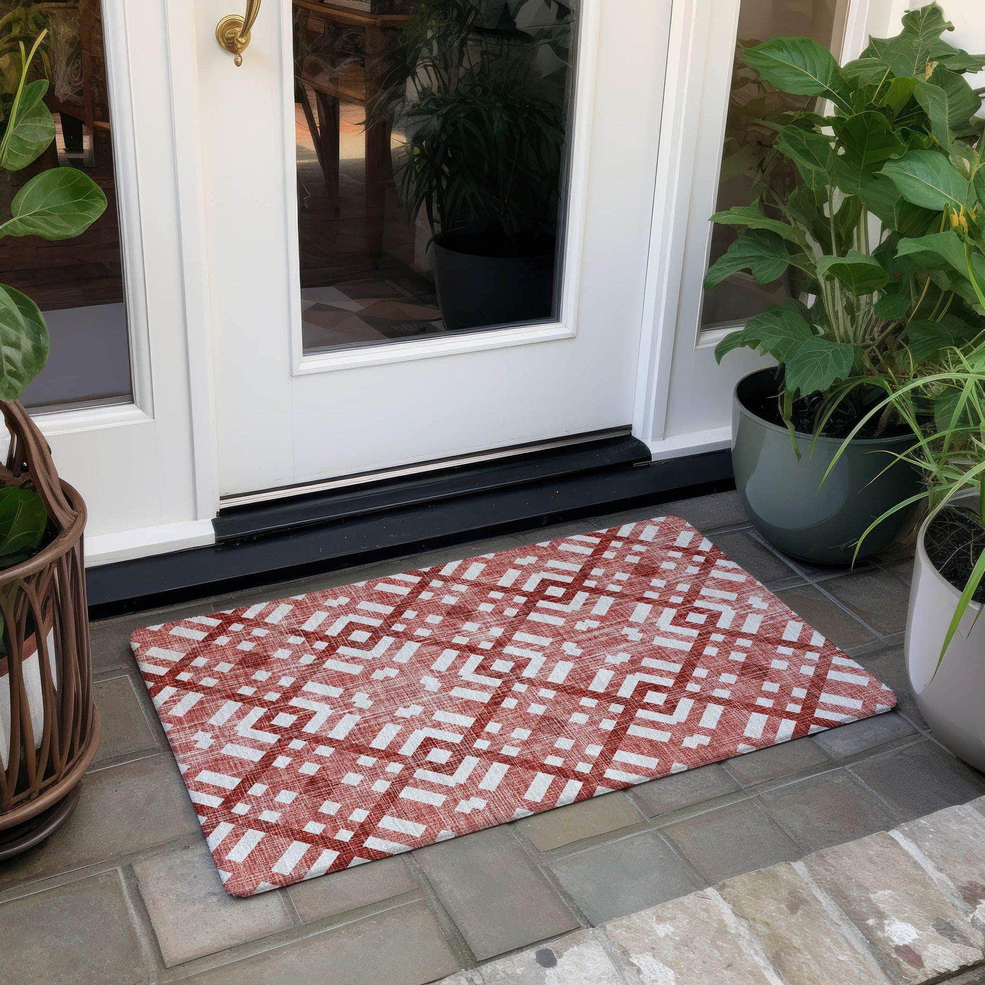 Machine Made ACN616 Red Rugs
