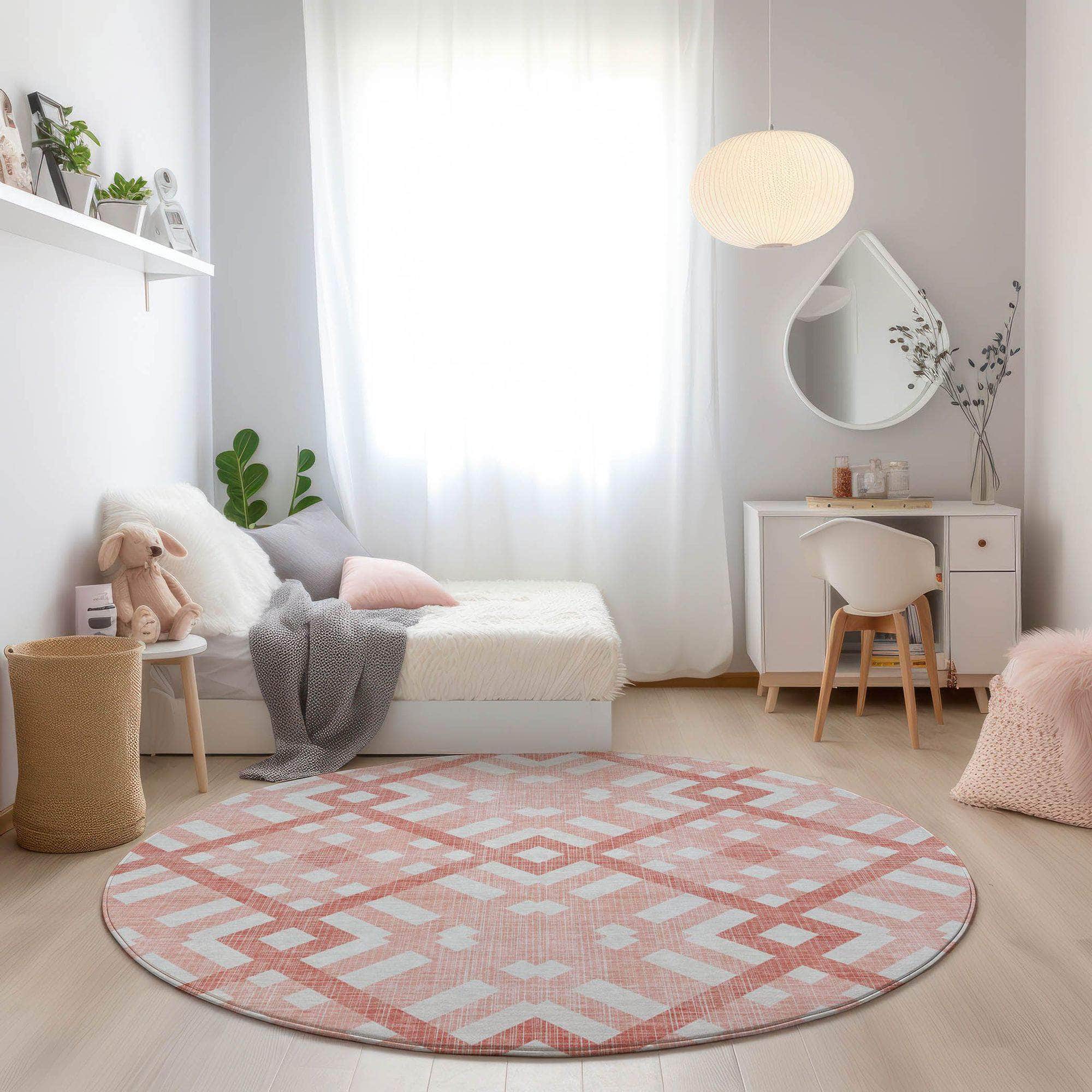 Machine Made ACN616 Salmon Orange Rugs