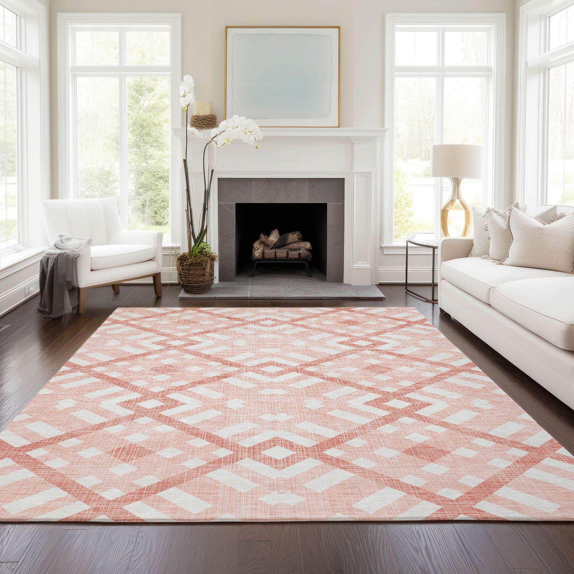 Machine Made ACN616 Salmon Orange Rugs