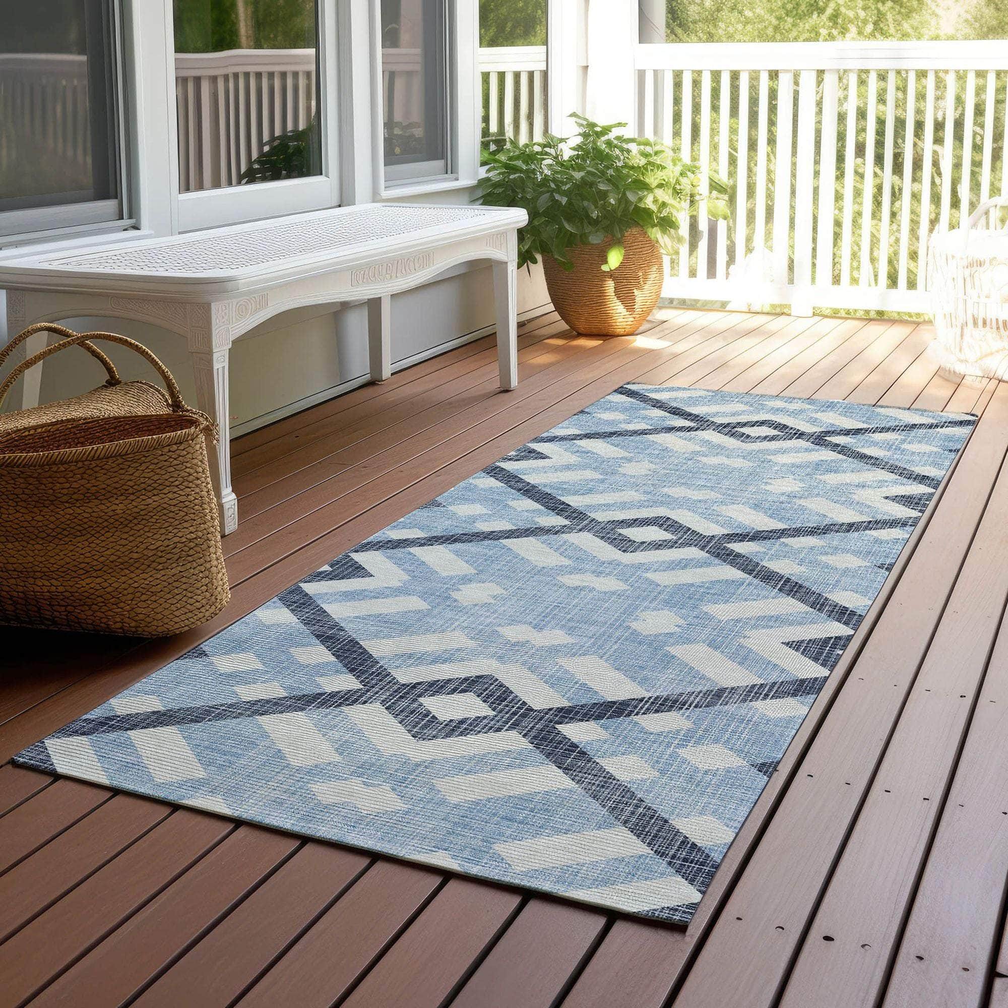 Machine Made ACN616 Sky Blue Rugs