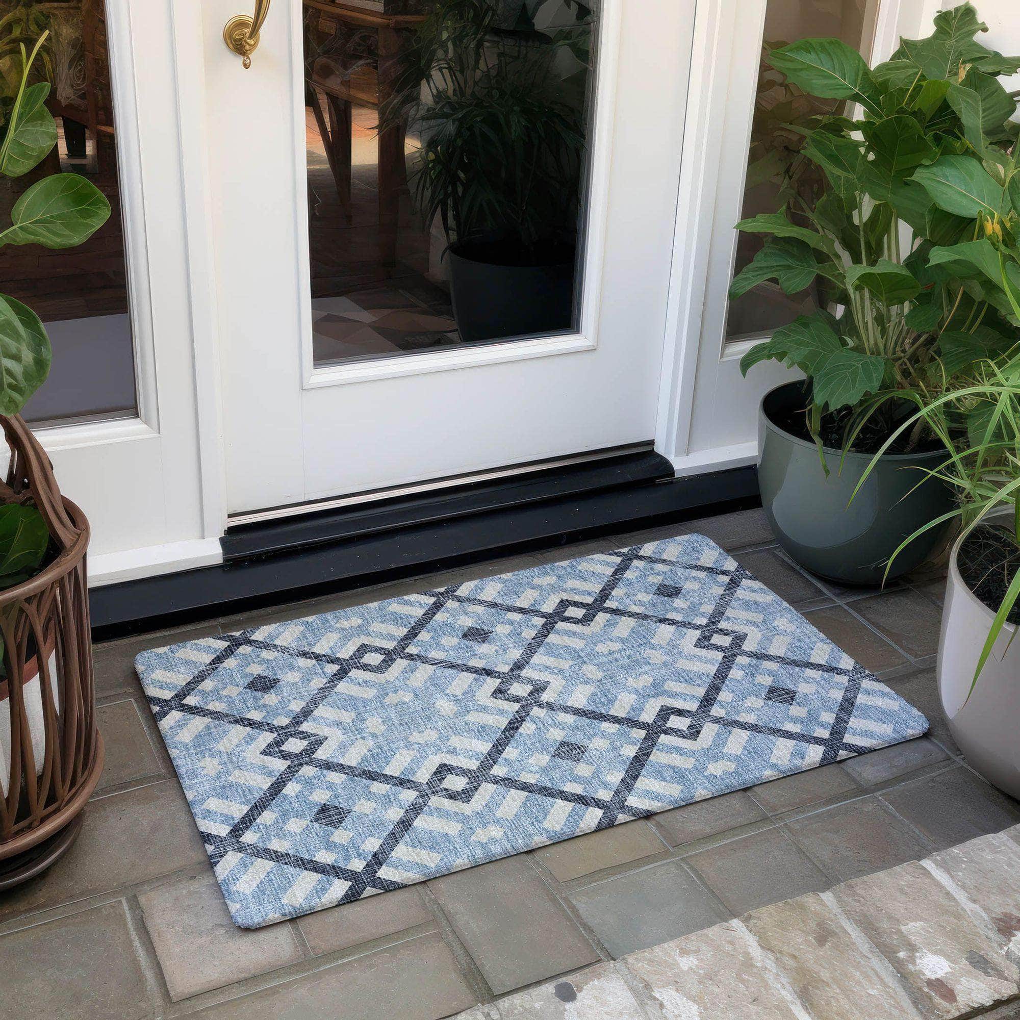 Machine Made ACN616 Sky Blue Rugs