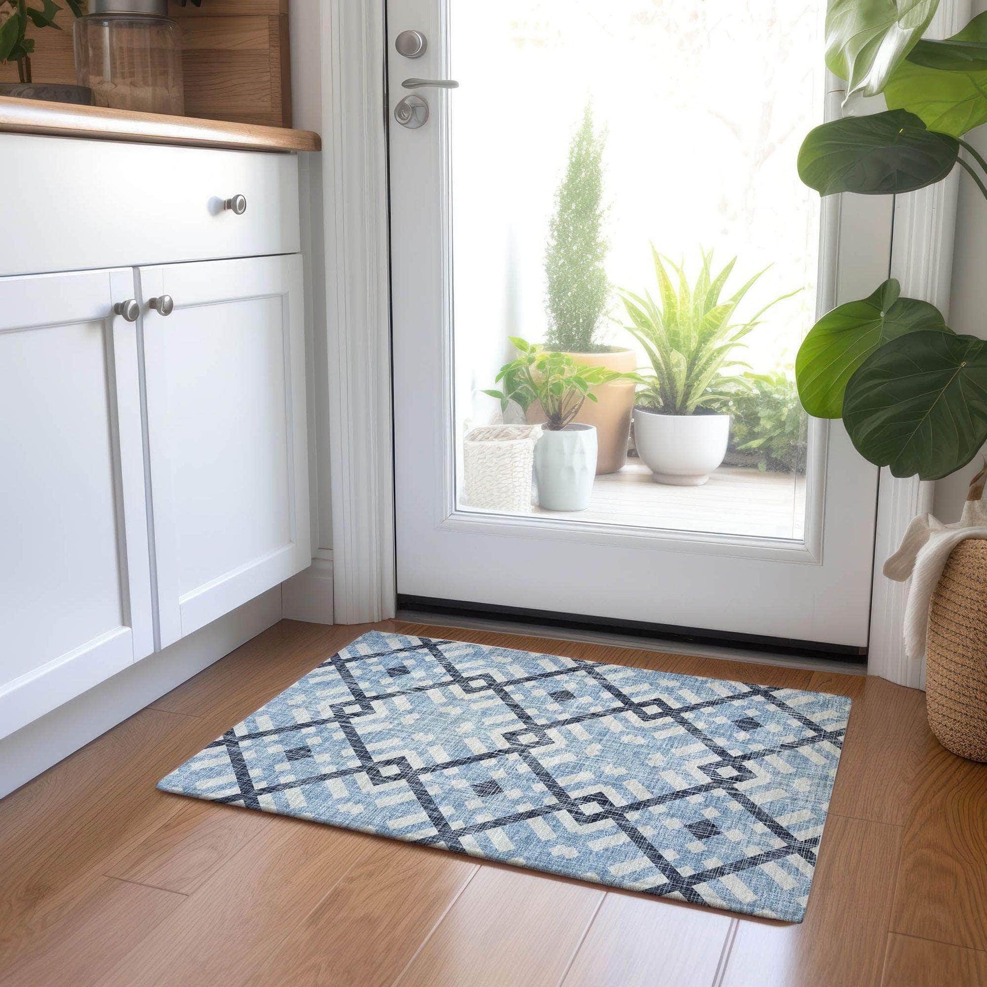 Machine Made ACN616 Sky Blue Rugs