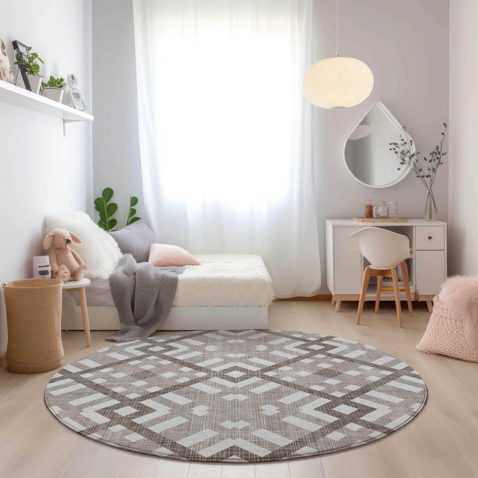 Machine Made ACN616 Taupe Brown Rugs