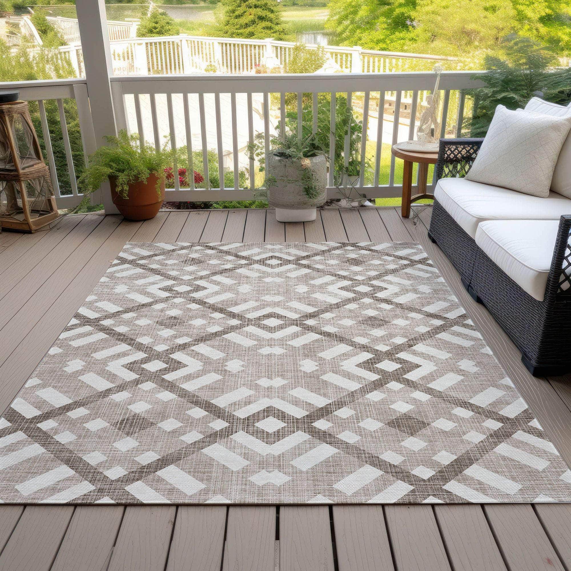 Machine Made ACN616 Taupe Brown Rugs