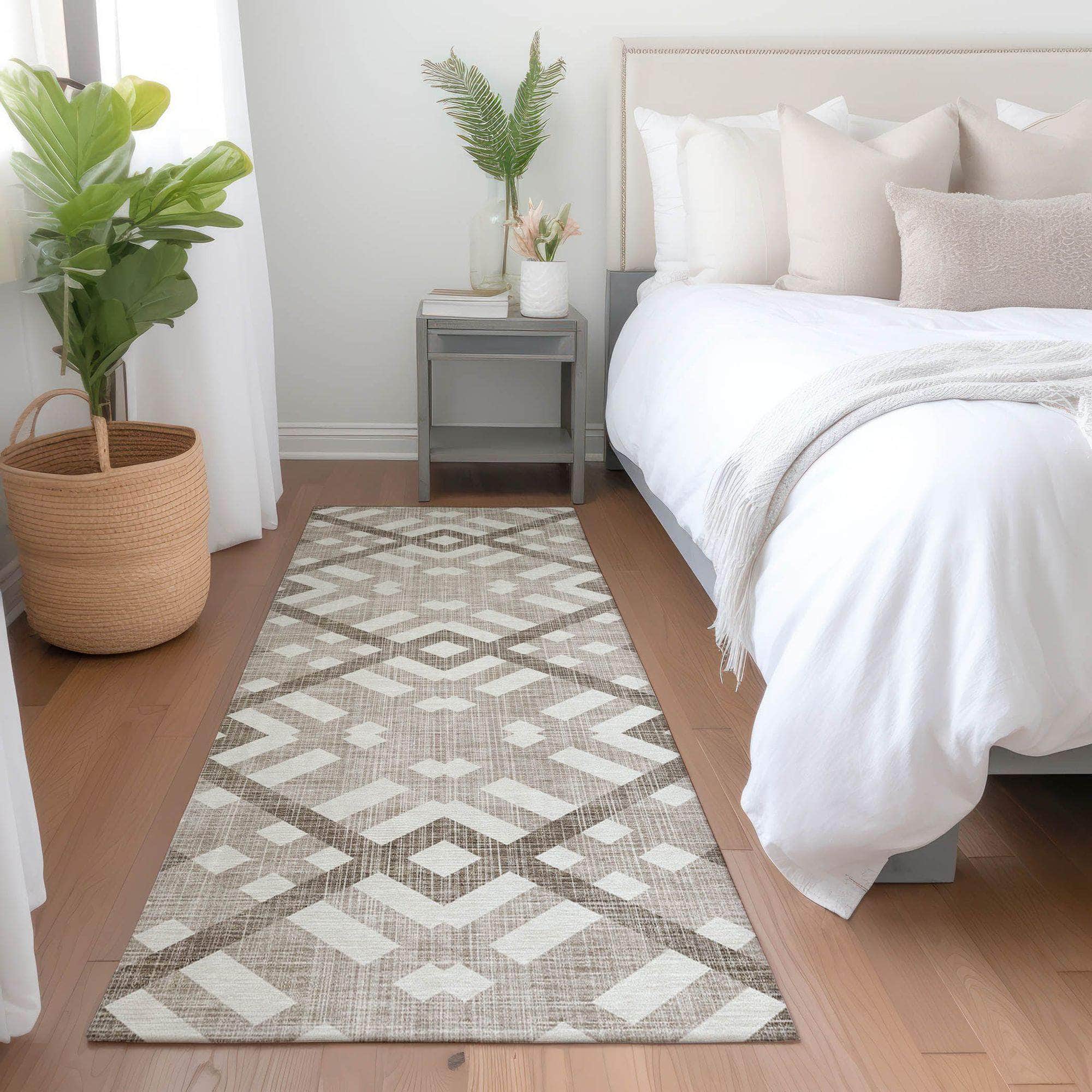 Machine Made ACN616 Taupe Brown Rugs
