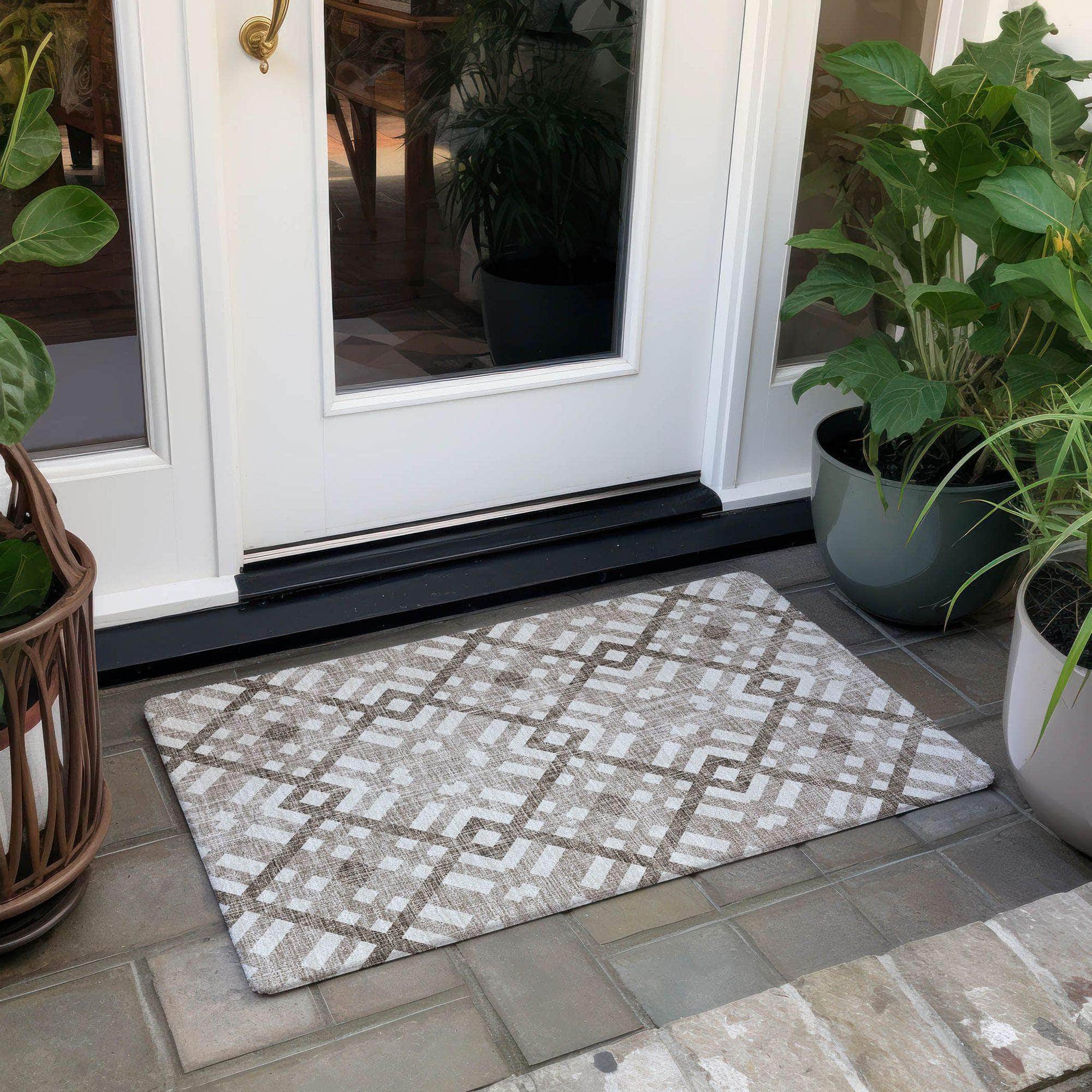 Machine Made ACN616 Taupe Brown Rugs
