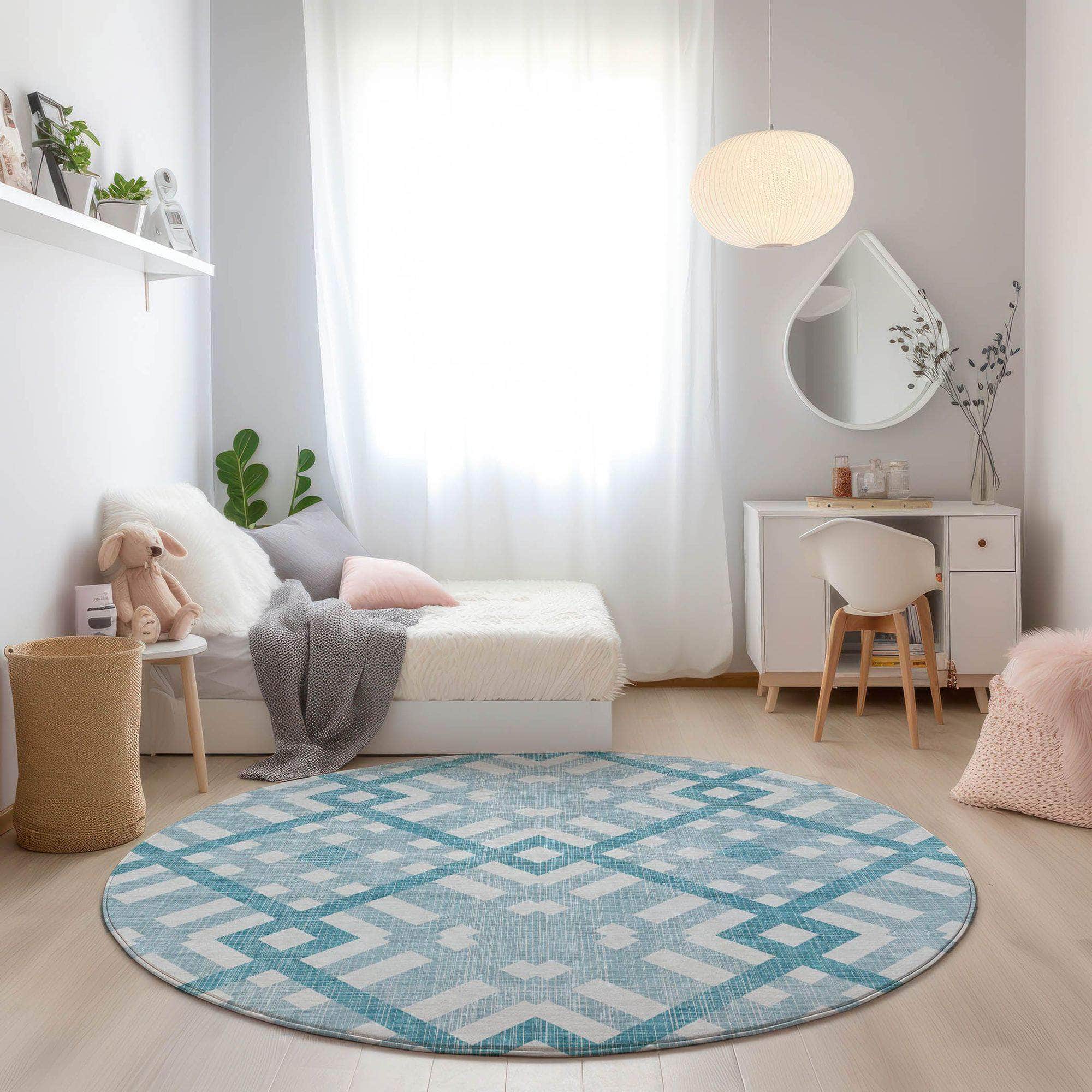 Machine Made ACN616 Teal Rugs