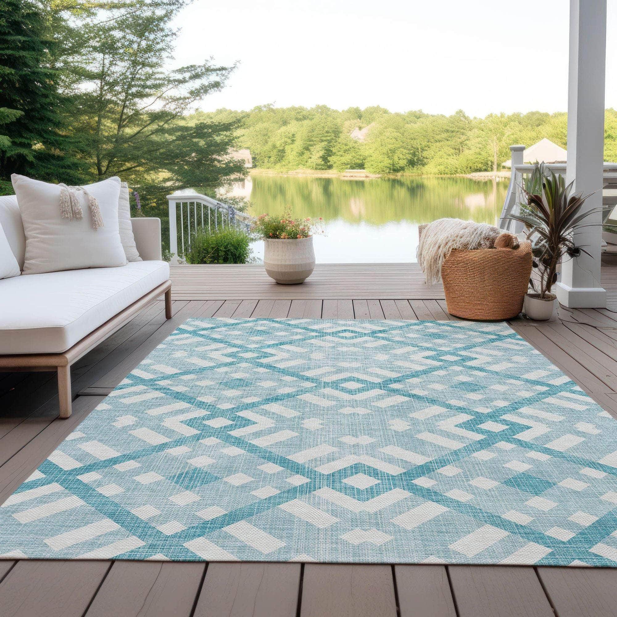 Machine Made ACN616 Teal Rugs