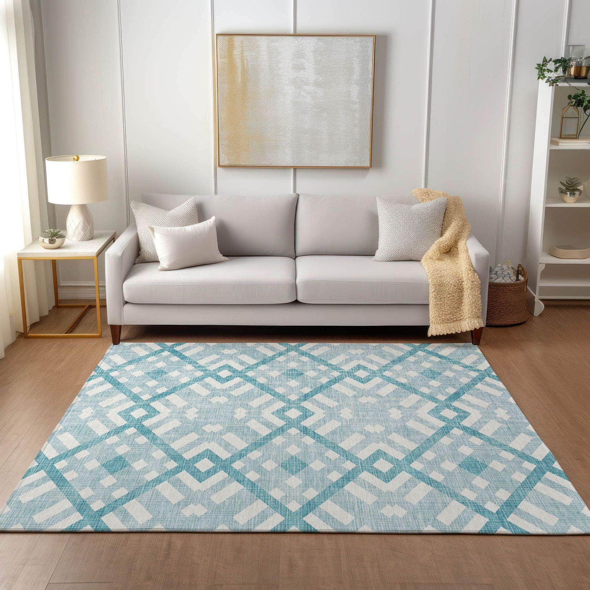 Machine Made ACN616 Teal Rugs