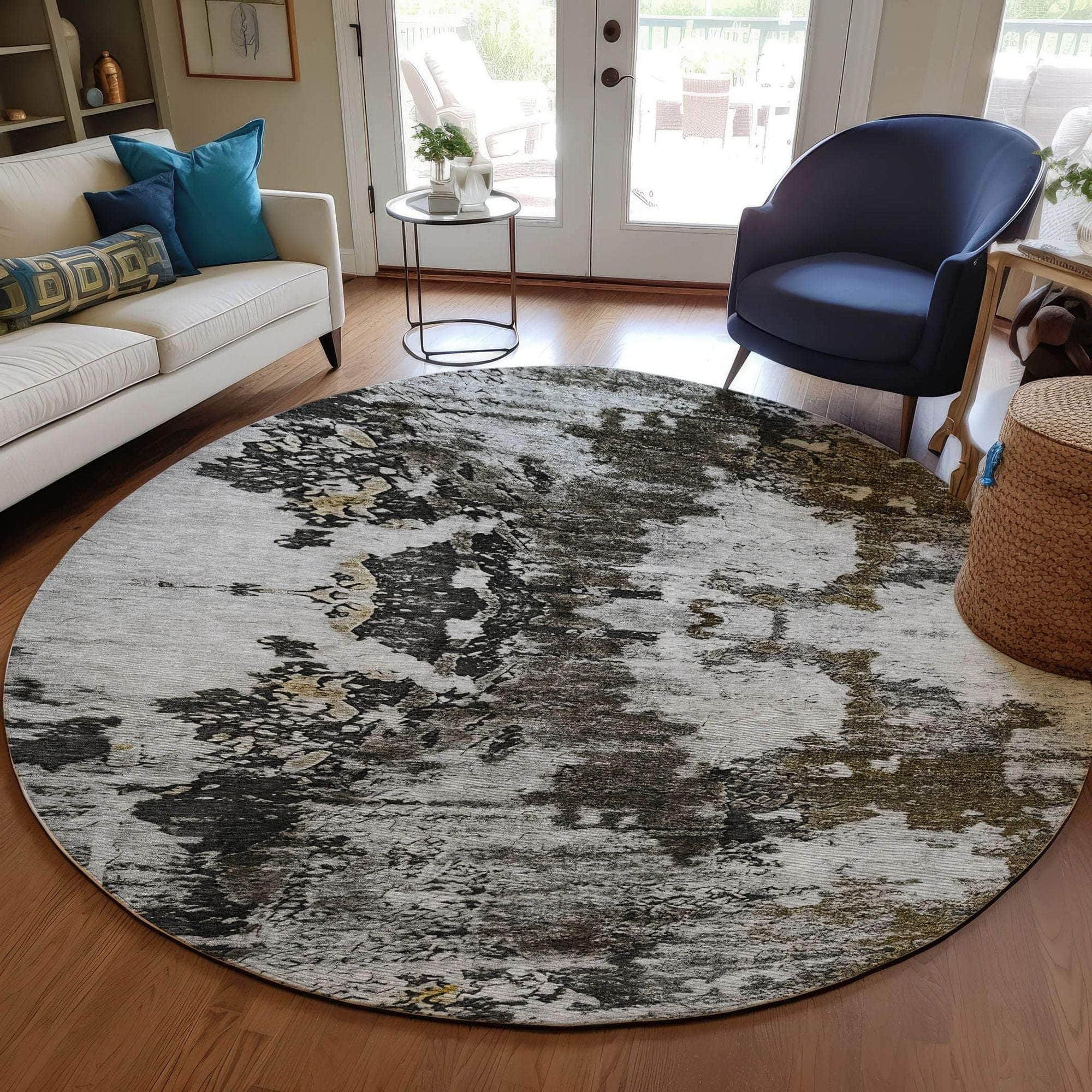 Machine Made ACN638 Taupe Brown Rugs