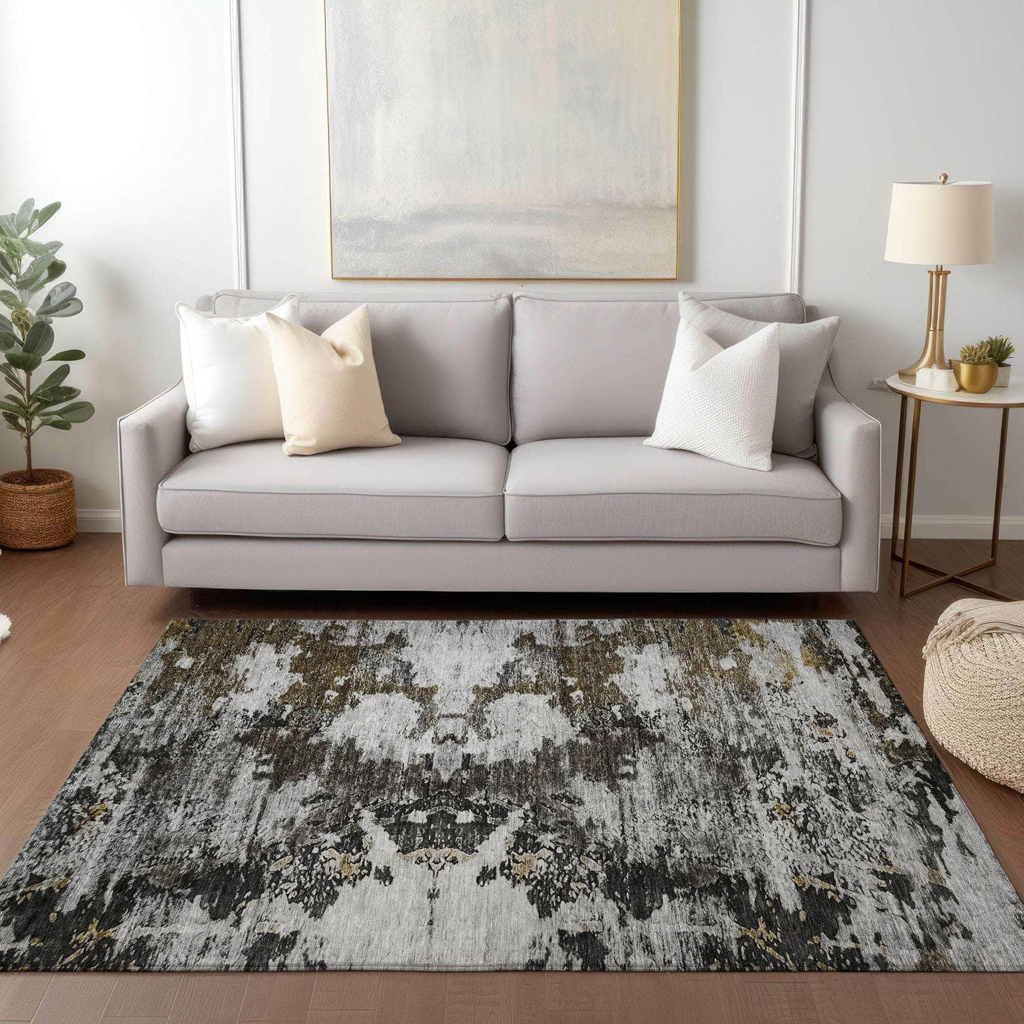Machine Made ACN638 Taupe Brown Rugs