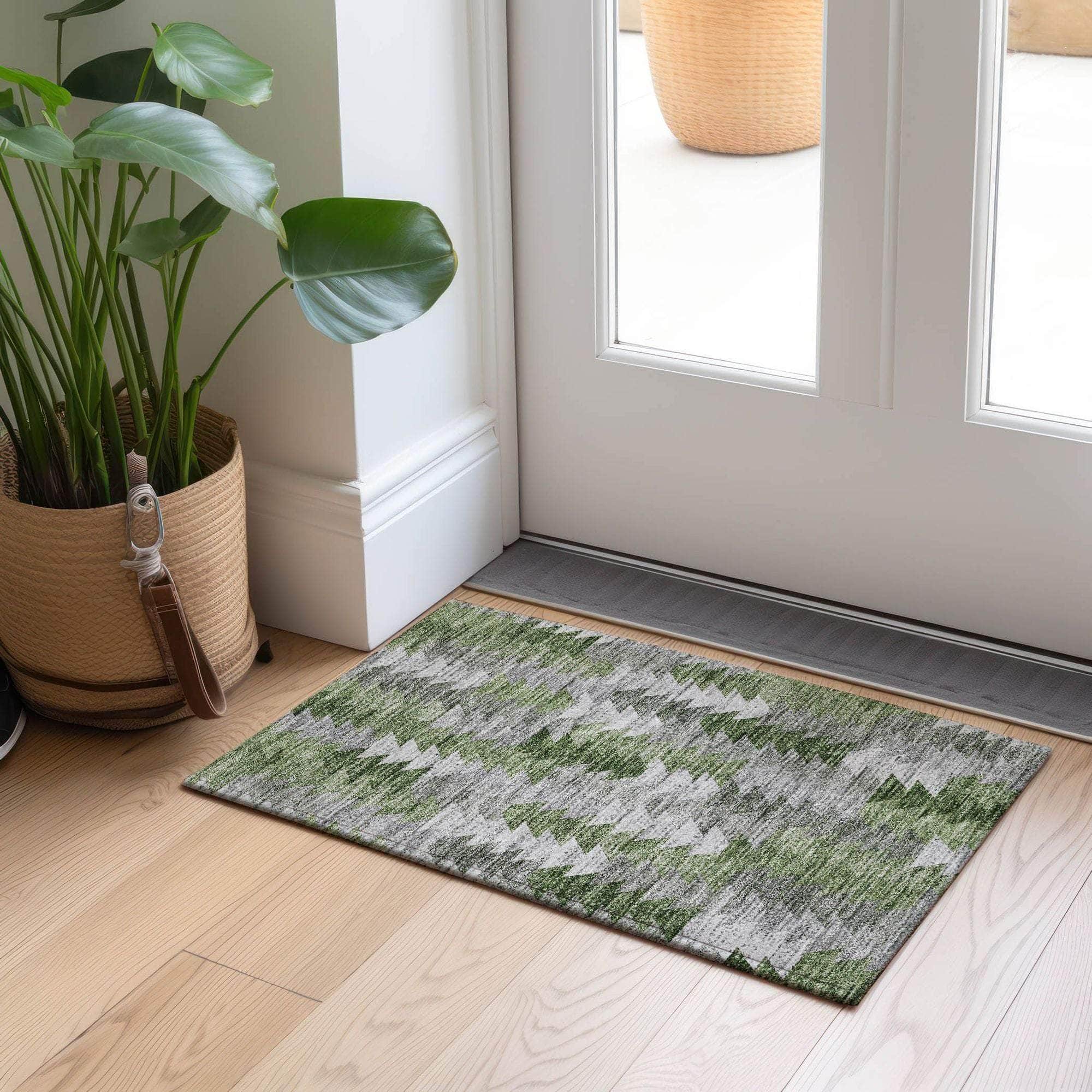 Machine Made ACN632 Green Rugs #color_green