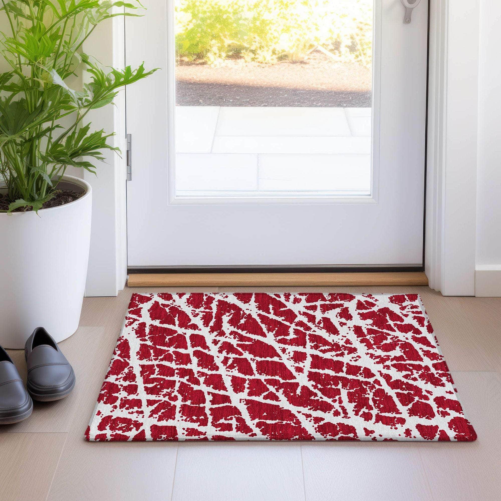 Machine Made ACN501 Red Rugs