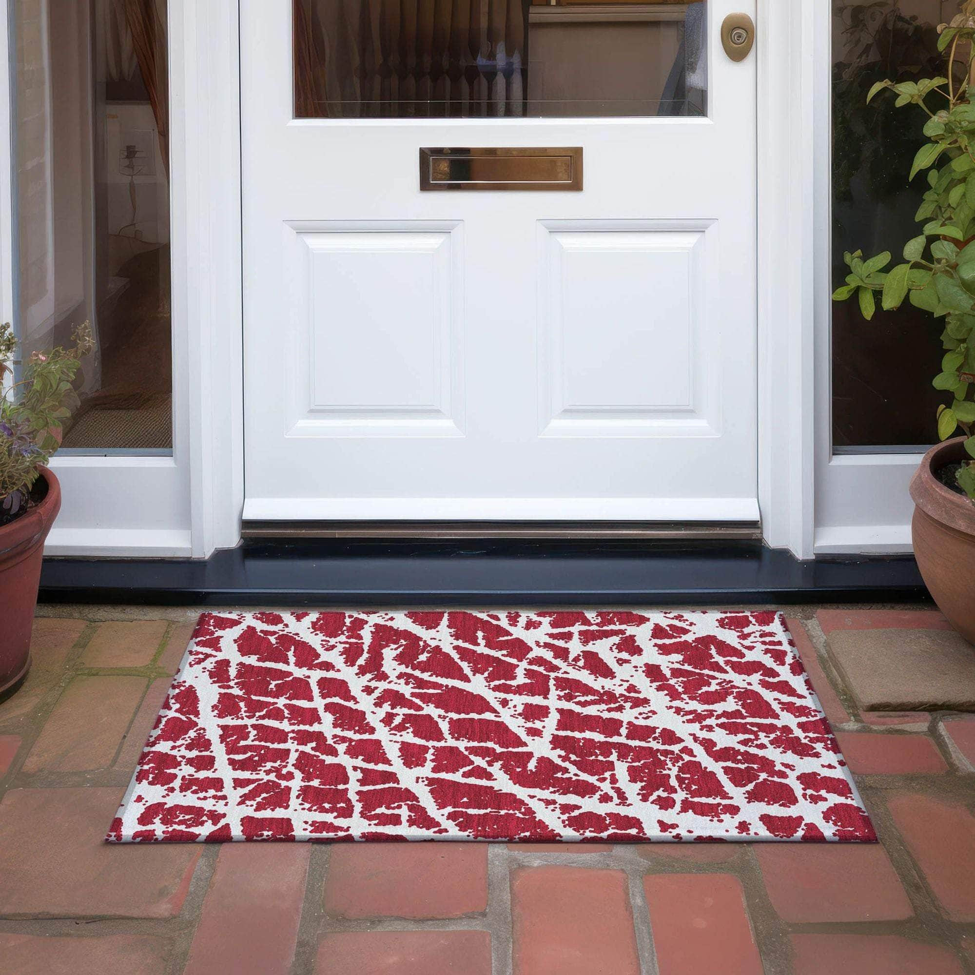 Machine Made ACN501 Red Rugs