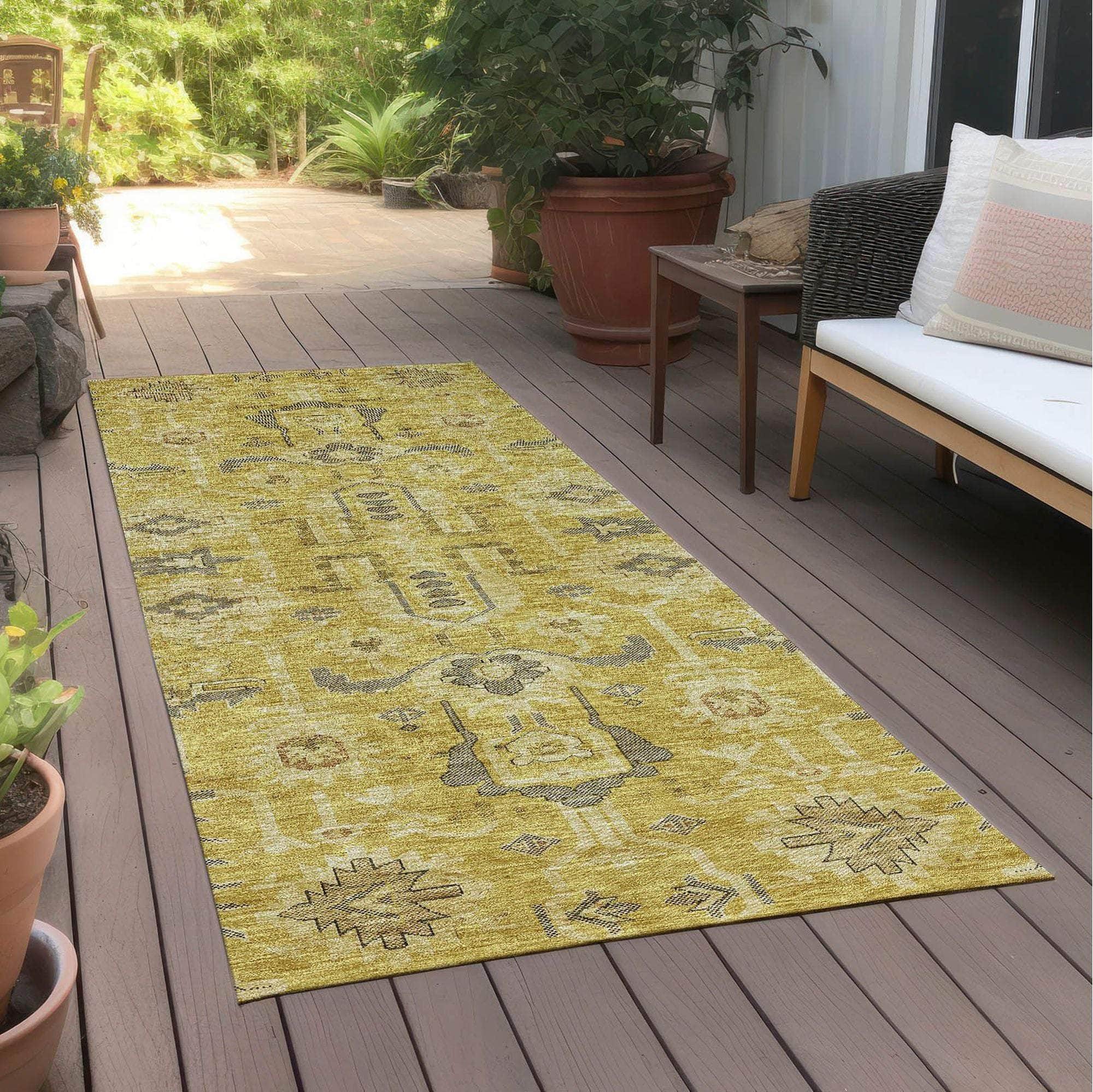 Machine Made ACN697 Gold Rugs