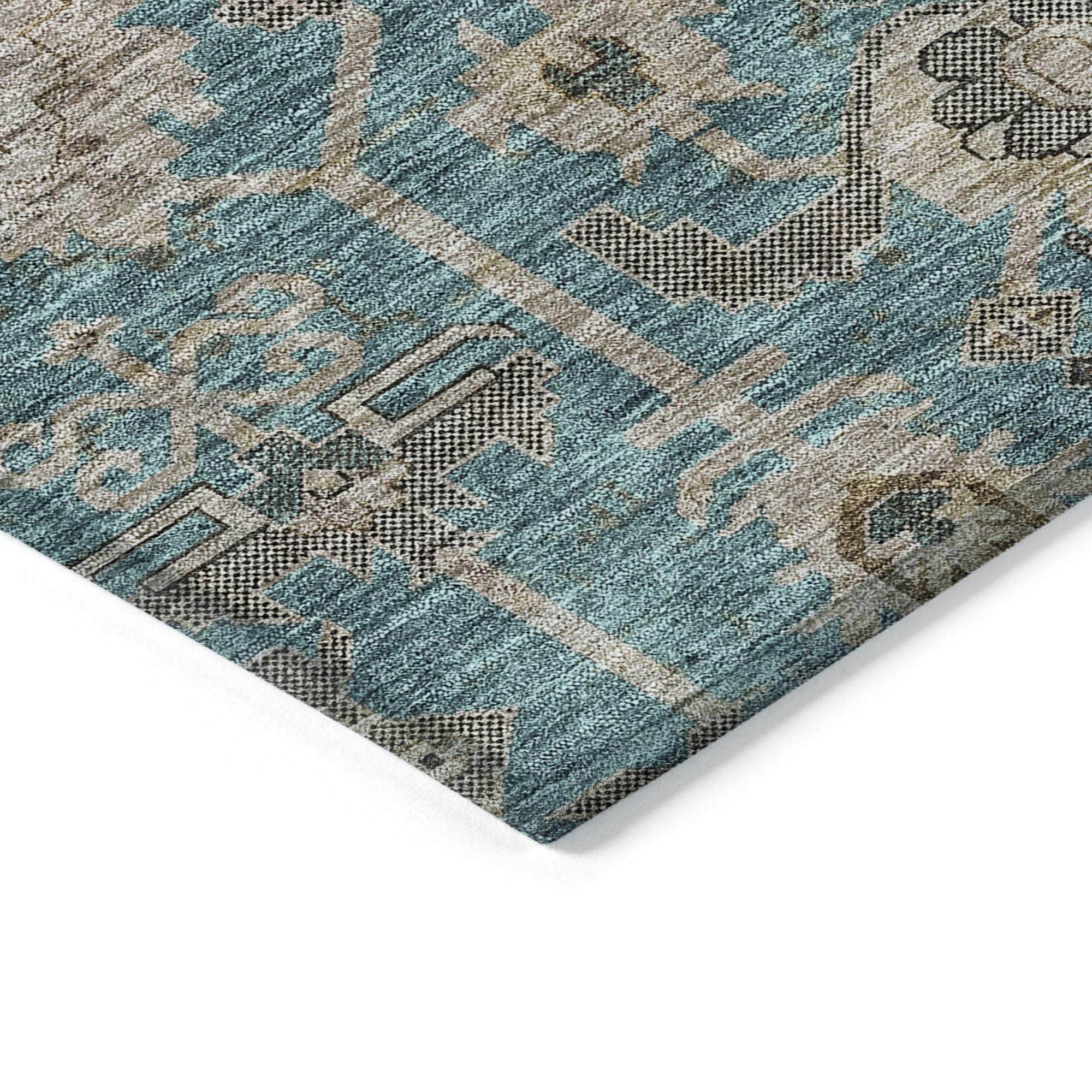 Machine Made ACN697 Teal Rugs
