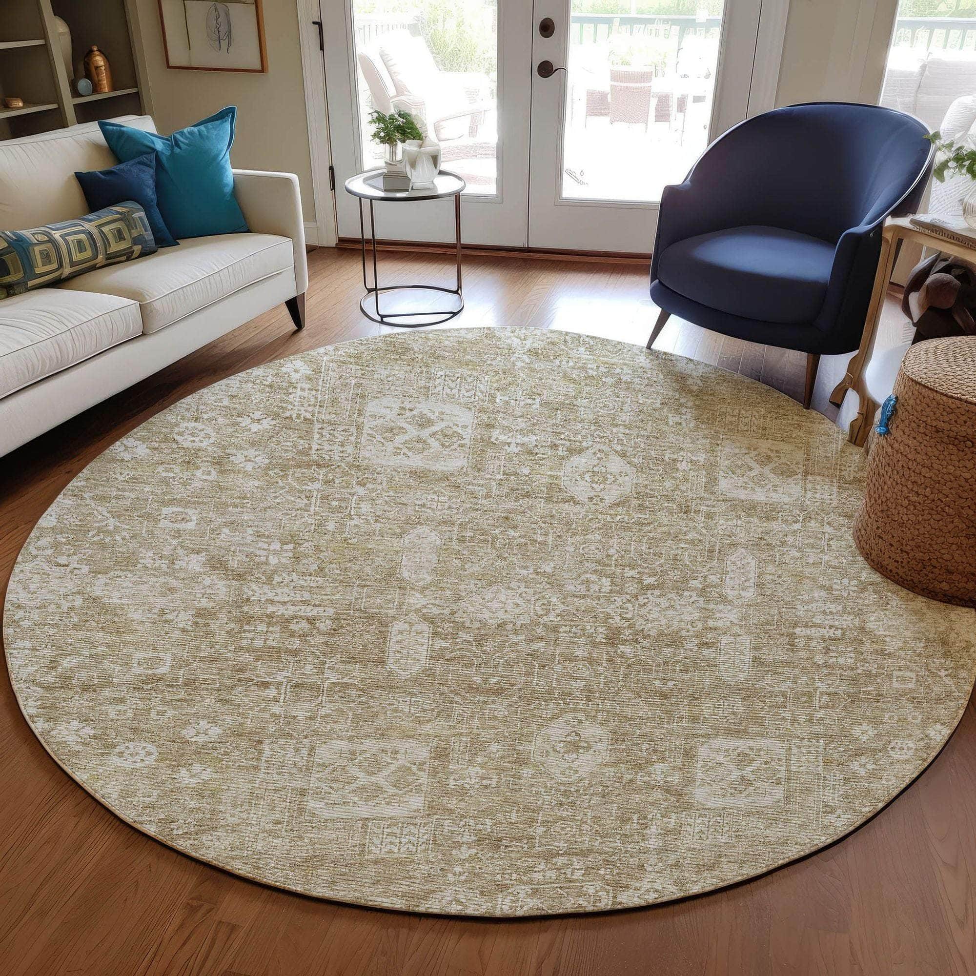 Machine Made ACN637 Beige Brown Rugs