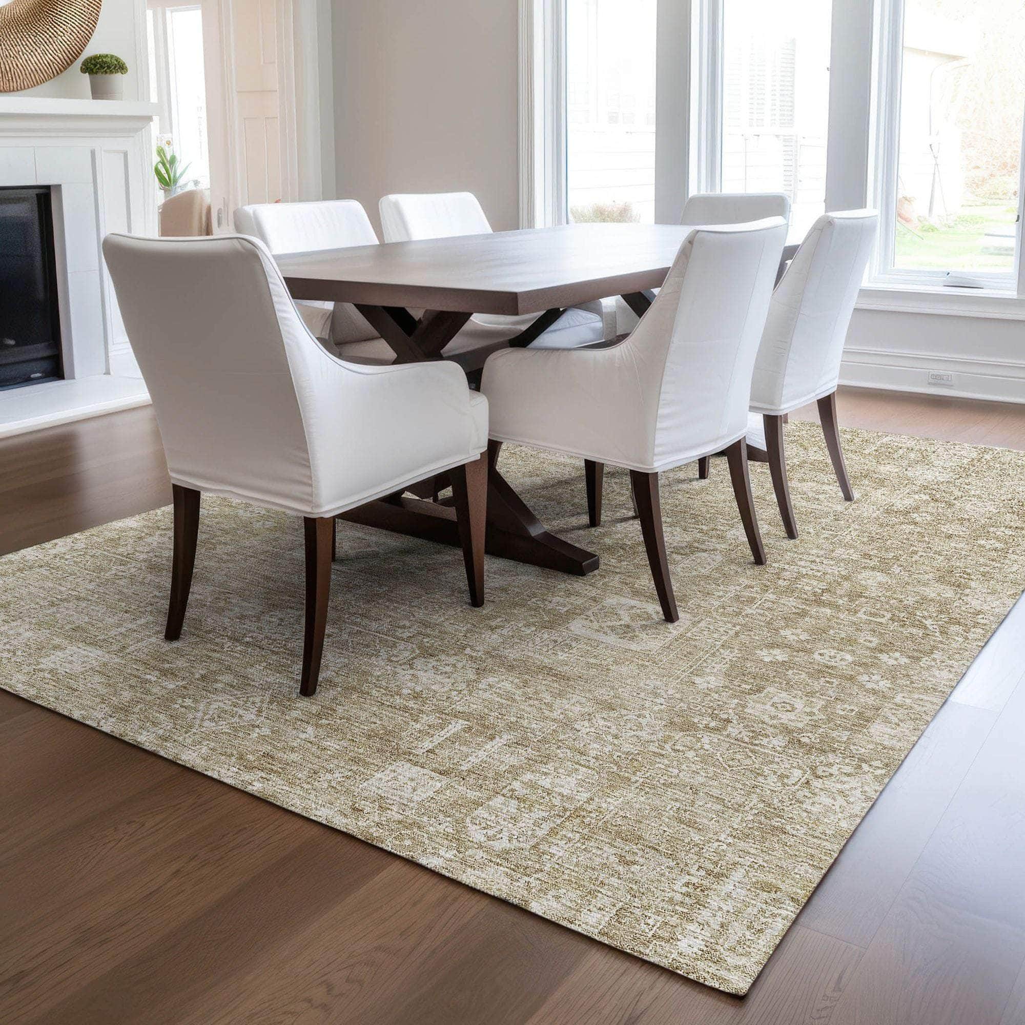 Machine Made ACN637 Beige Brown Rugs