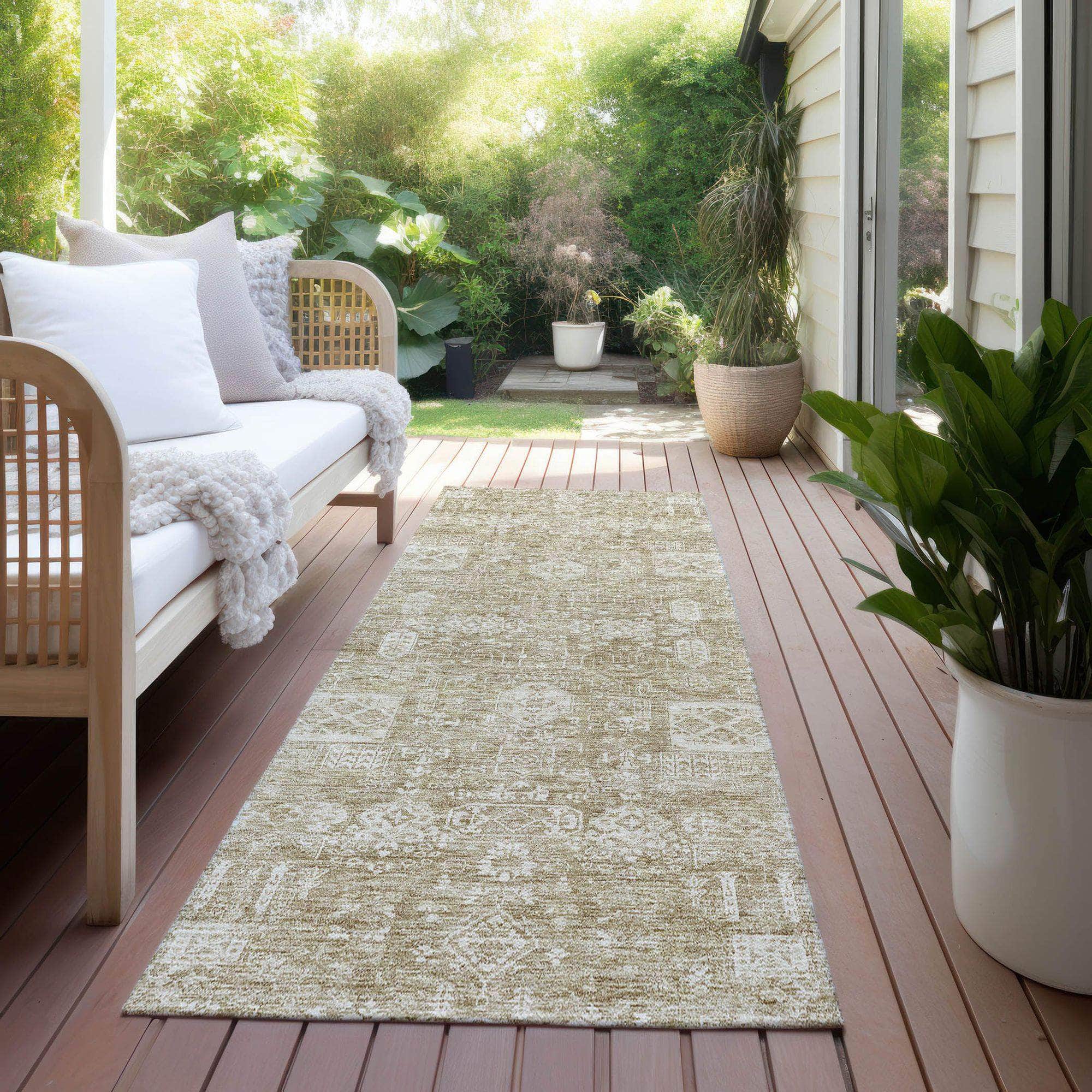 Machine Made ACN637 Beige Brown Rugs