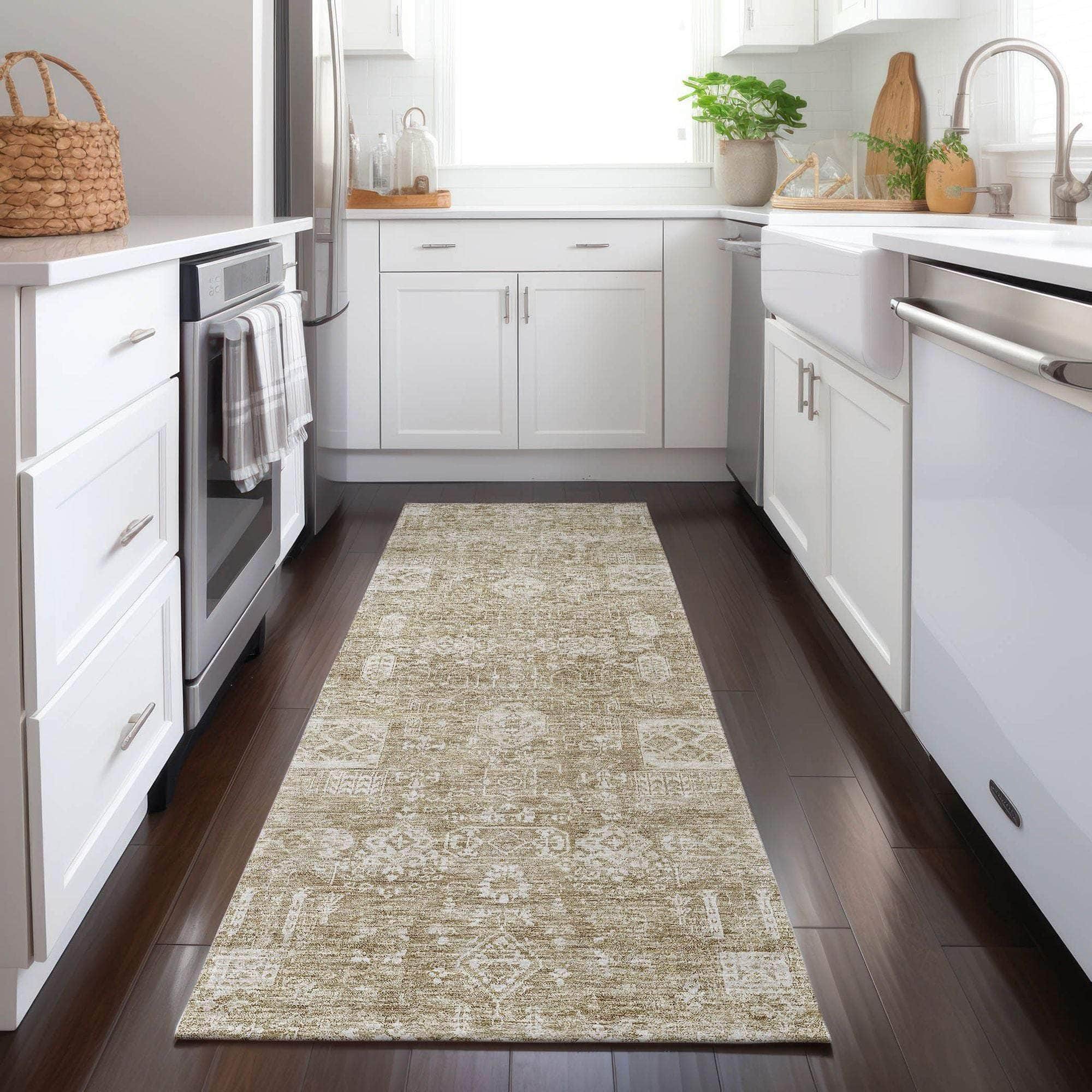 Machine Made ACN637 Beige Brown Rugs