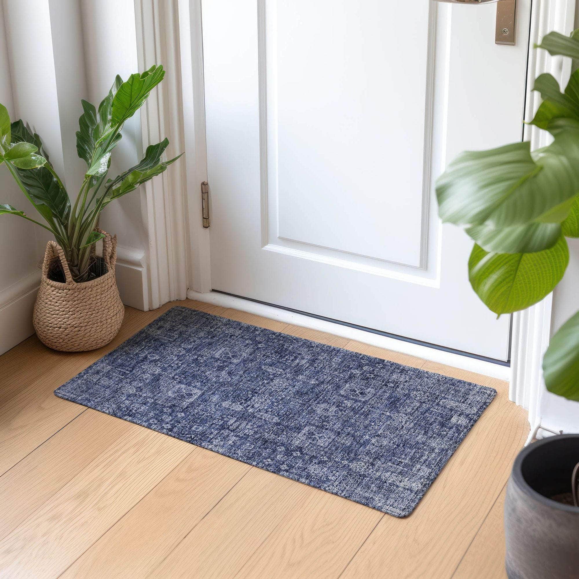 Machine Made ACN637 Navy Blue Rugs