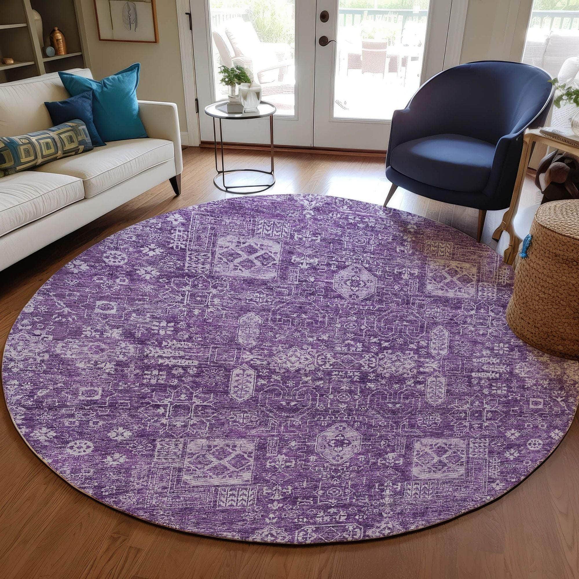 Machine Made ACN637 Purple Rugs #color_purple
