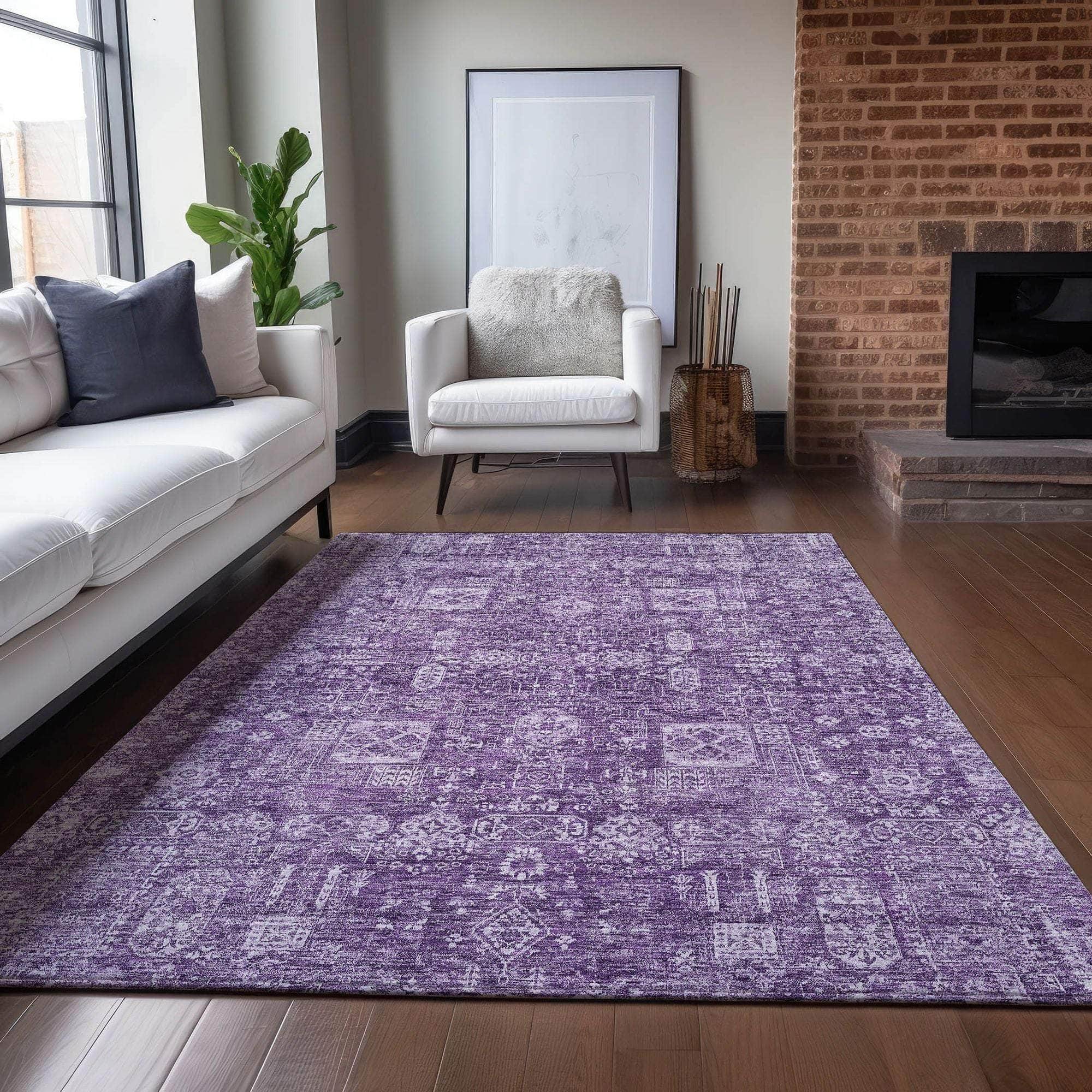 Machine Made ACN637 Purple Rugs #color_purple