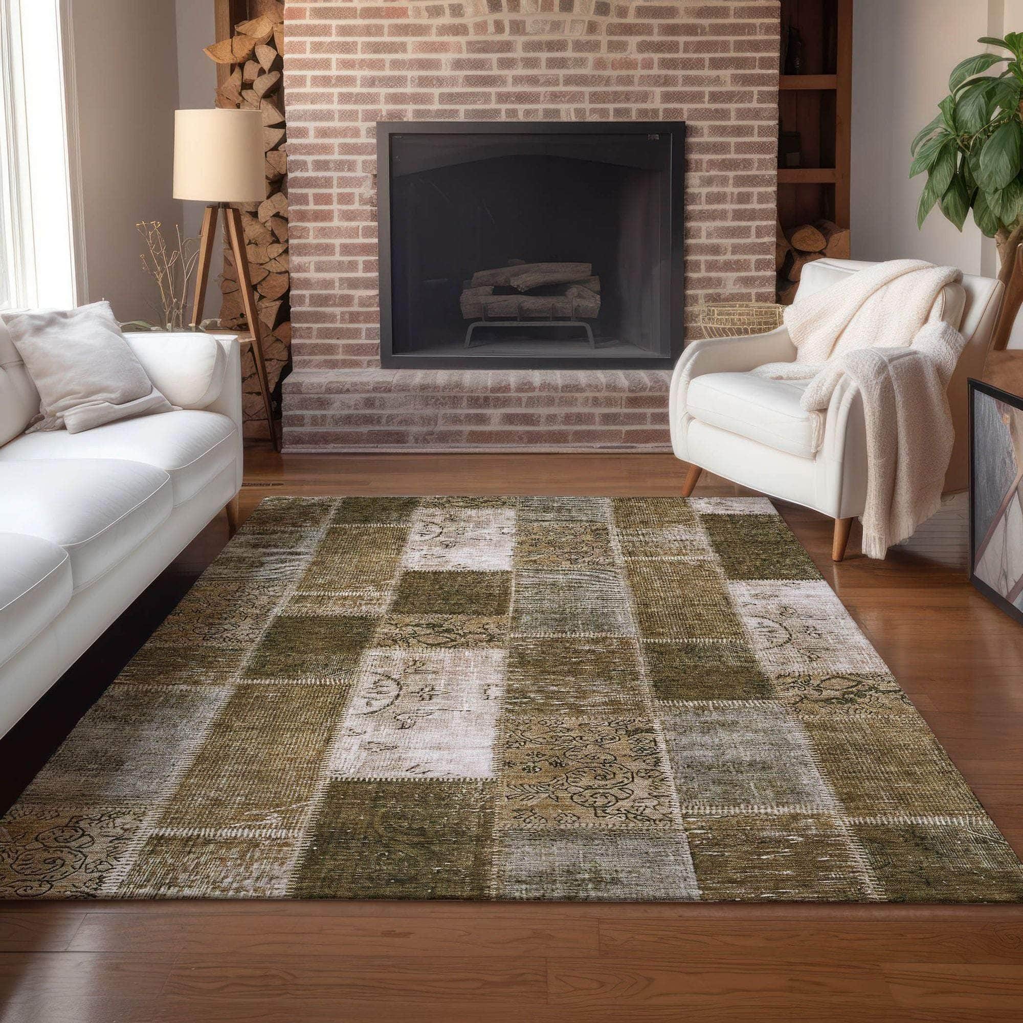 Machine Made ACN631 Brown Rugs