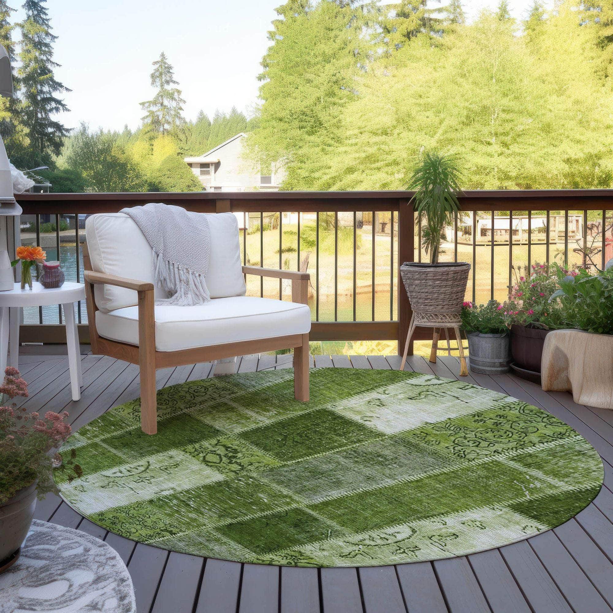 Machine Made ACN631 Olive Green Rugs