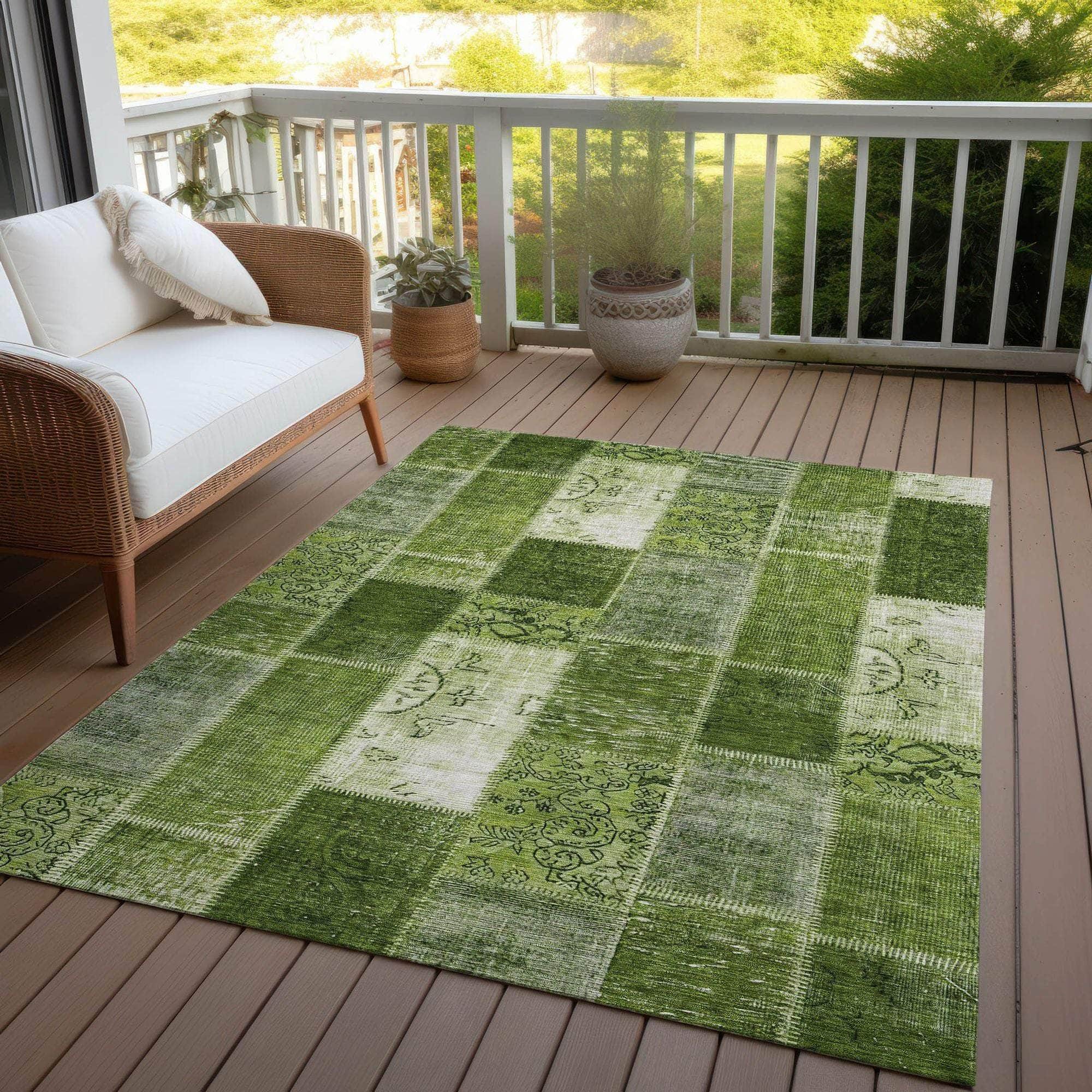 Machine Made ACN631 Olive Green Rugs
