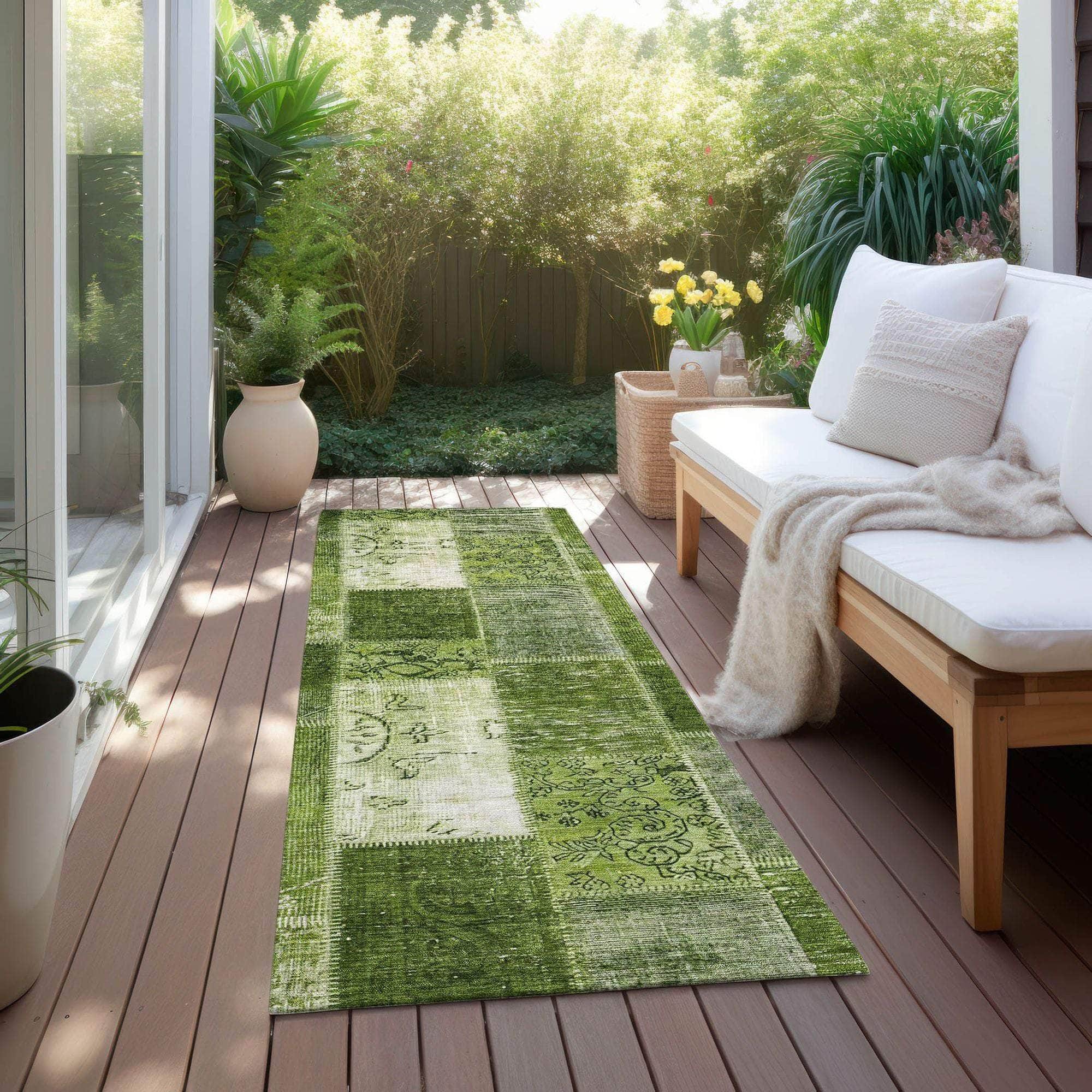 Machine Made ACN631 Olive Green Rugs