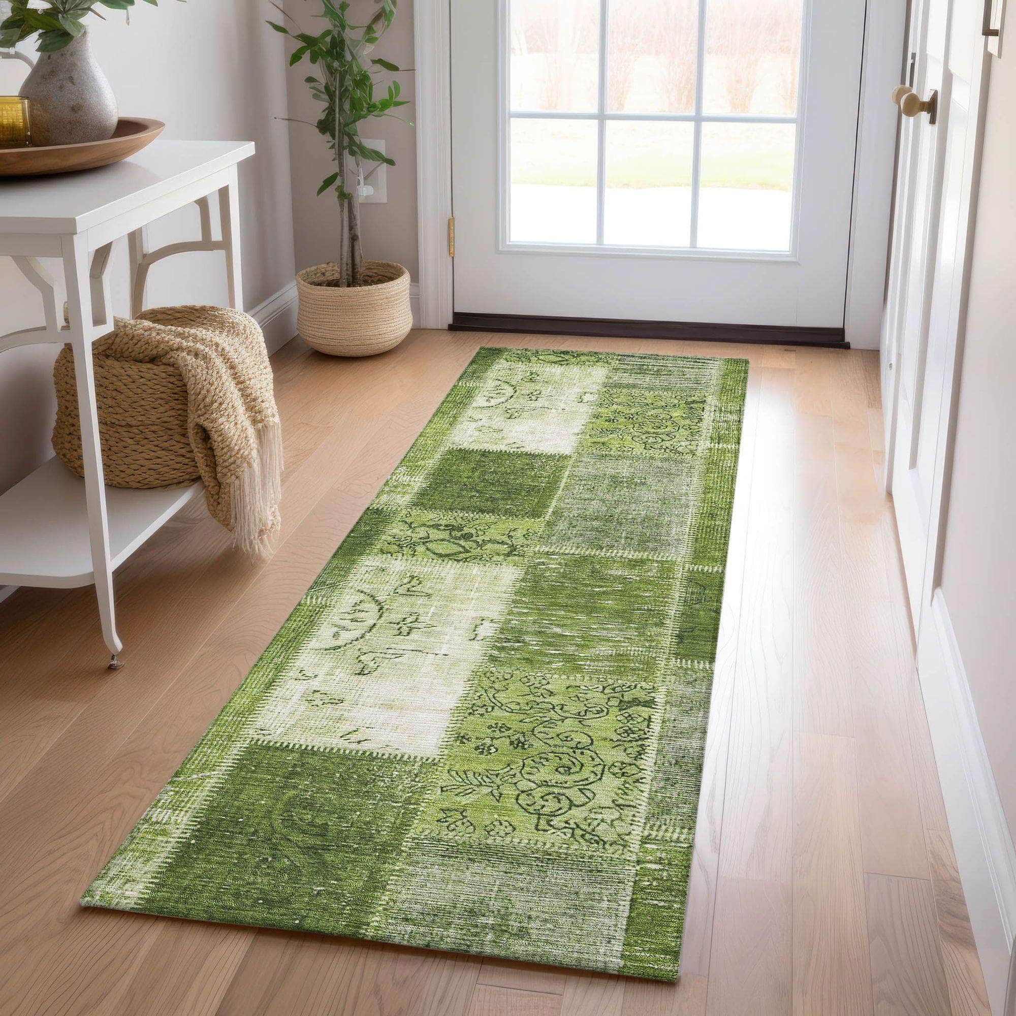 Machine Made ACN631 Olive Green Rugs
