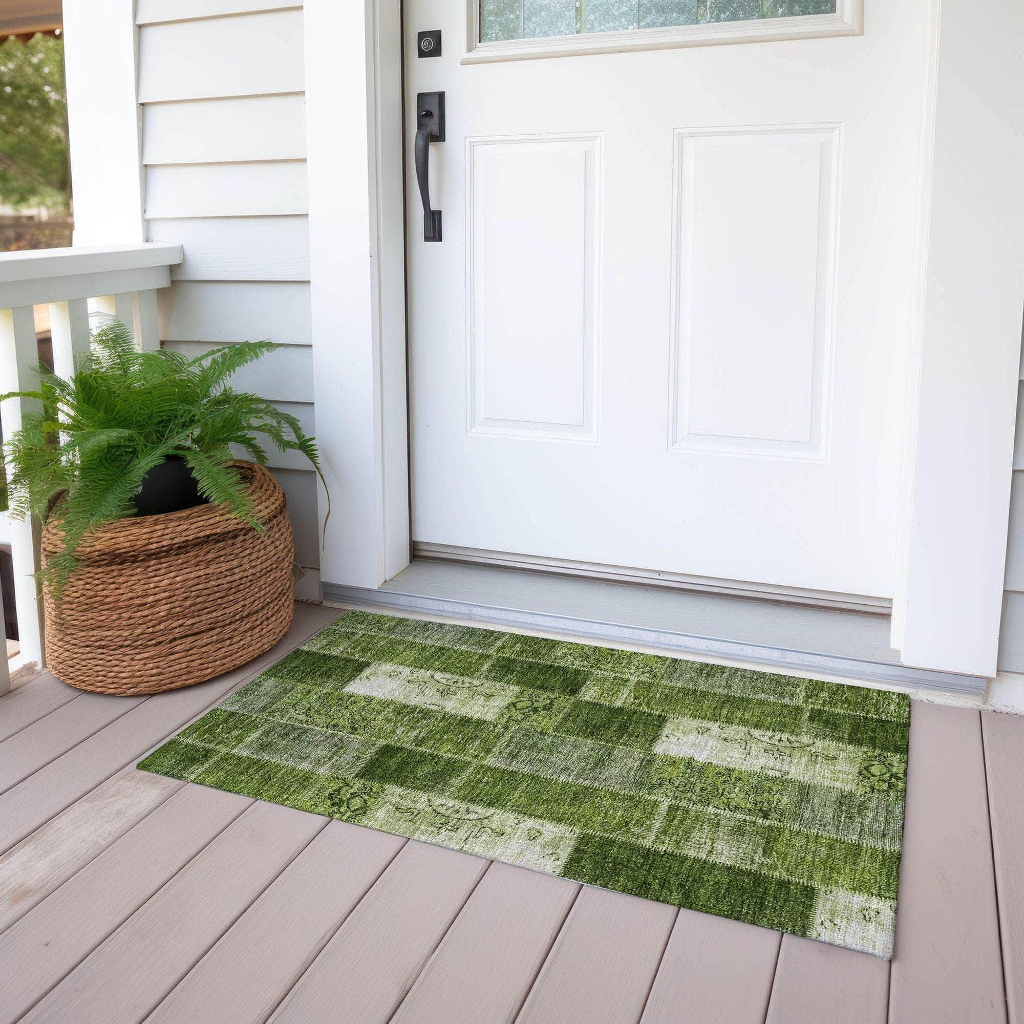 Machine Made ACN631 Olive Green Rugs
