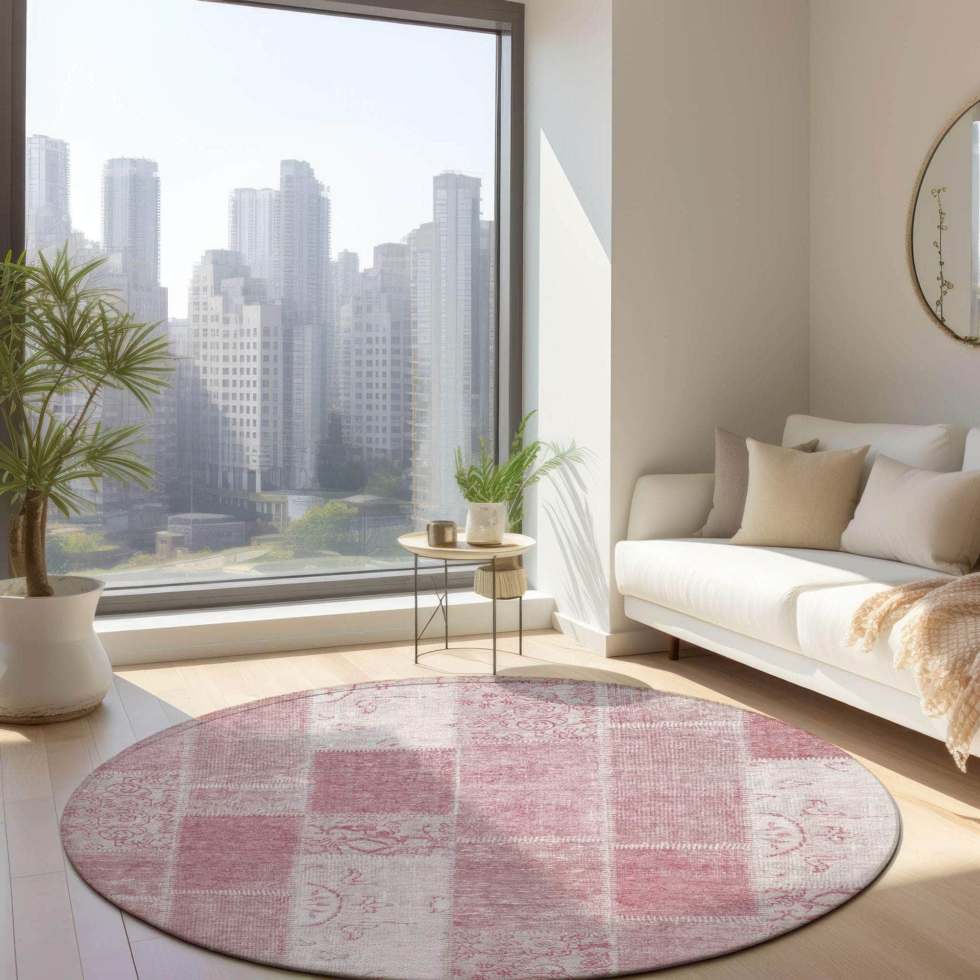Machine Made ACN631 Pink Rugs