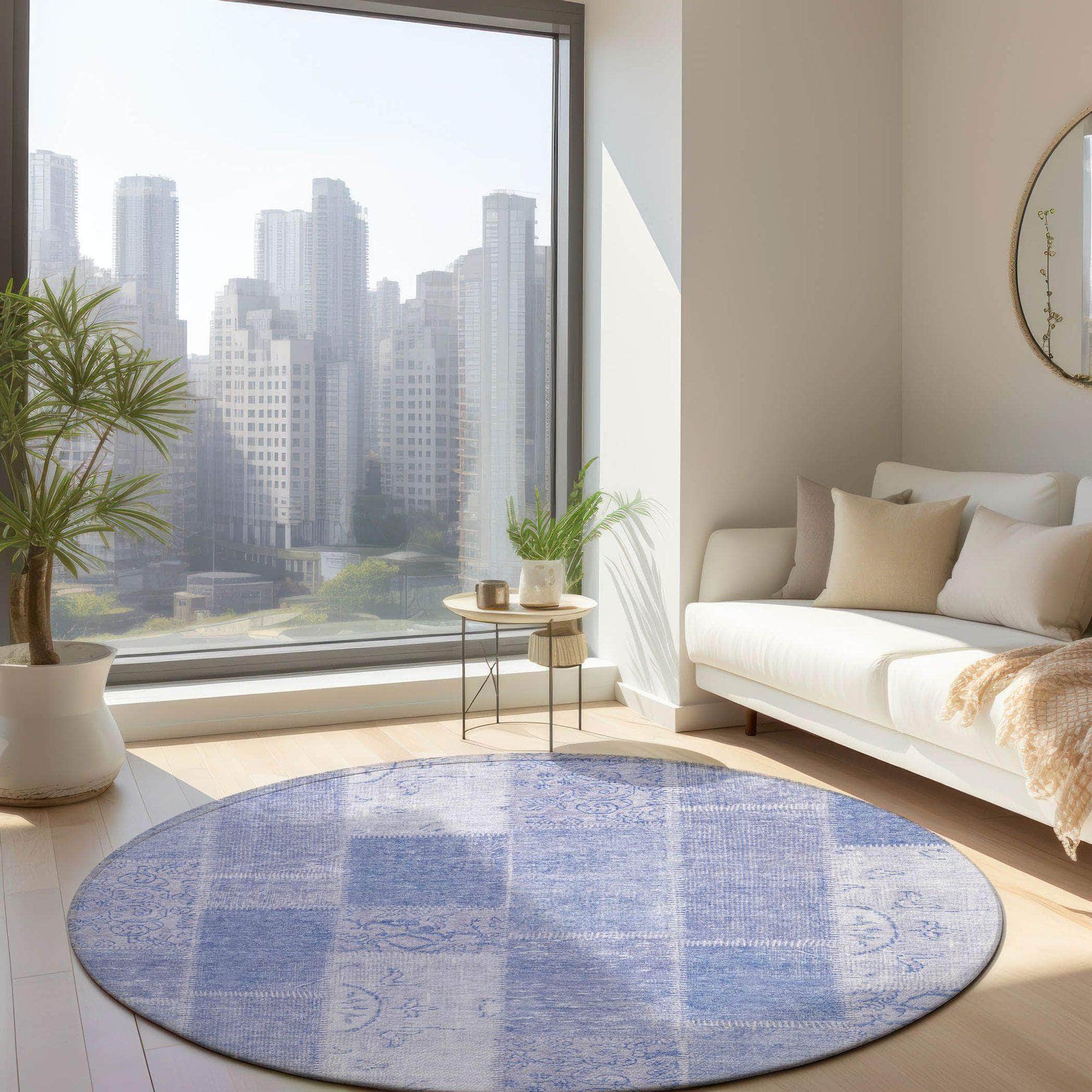 Machine Made ACN631 Sky Blue Rugs