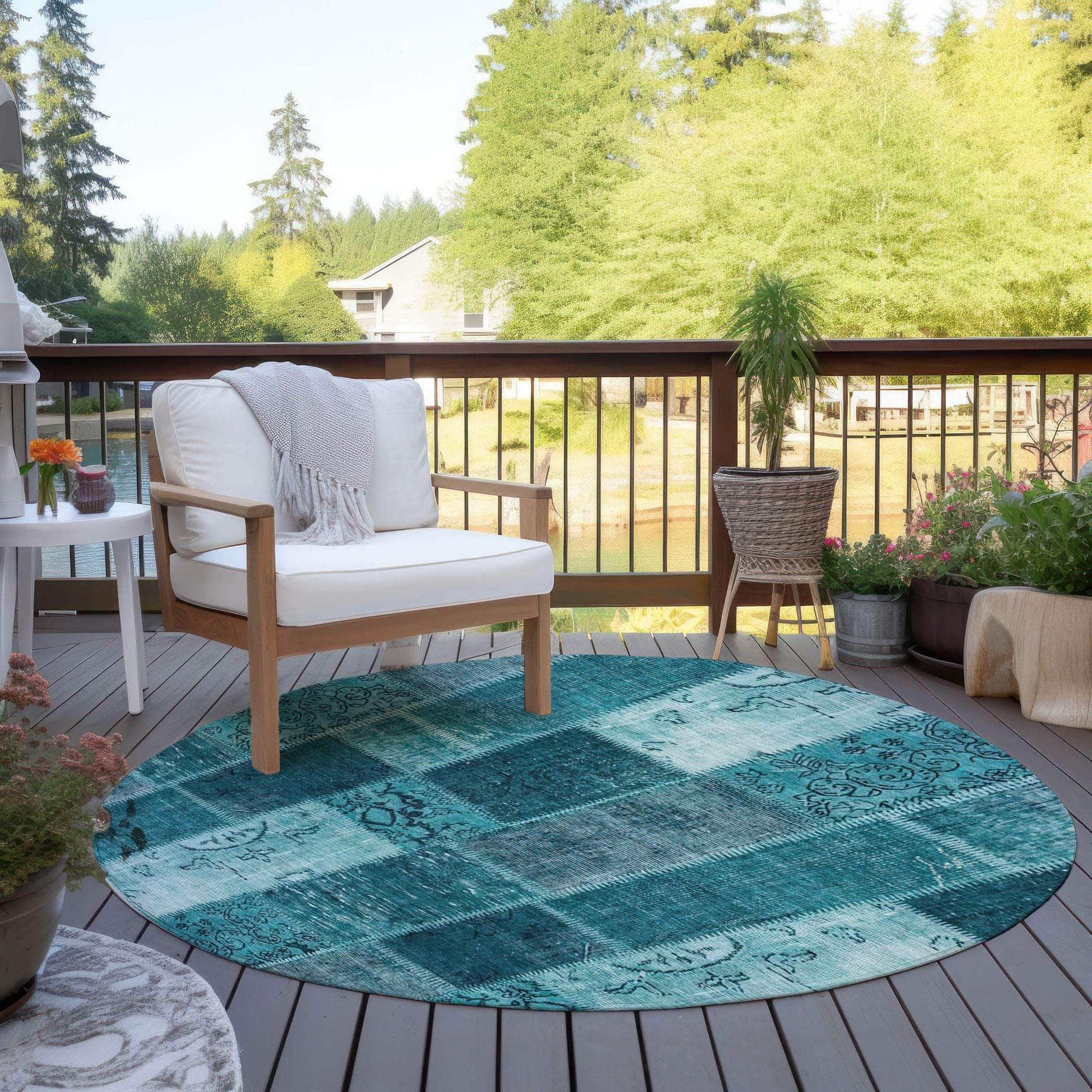 Machine Made ACN631 Teal Rugs #color_teal