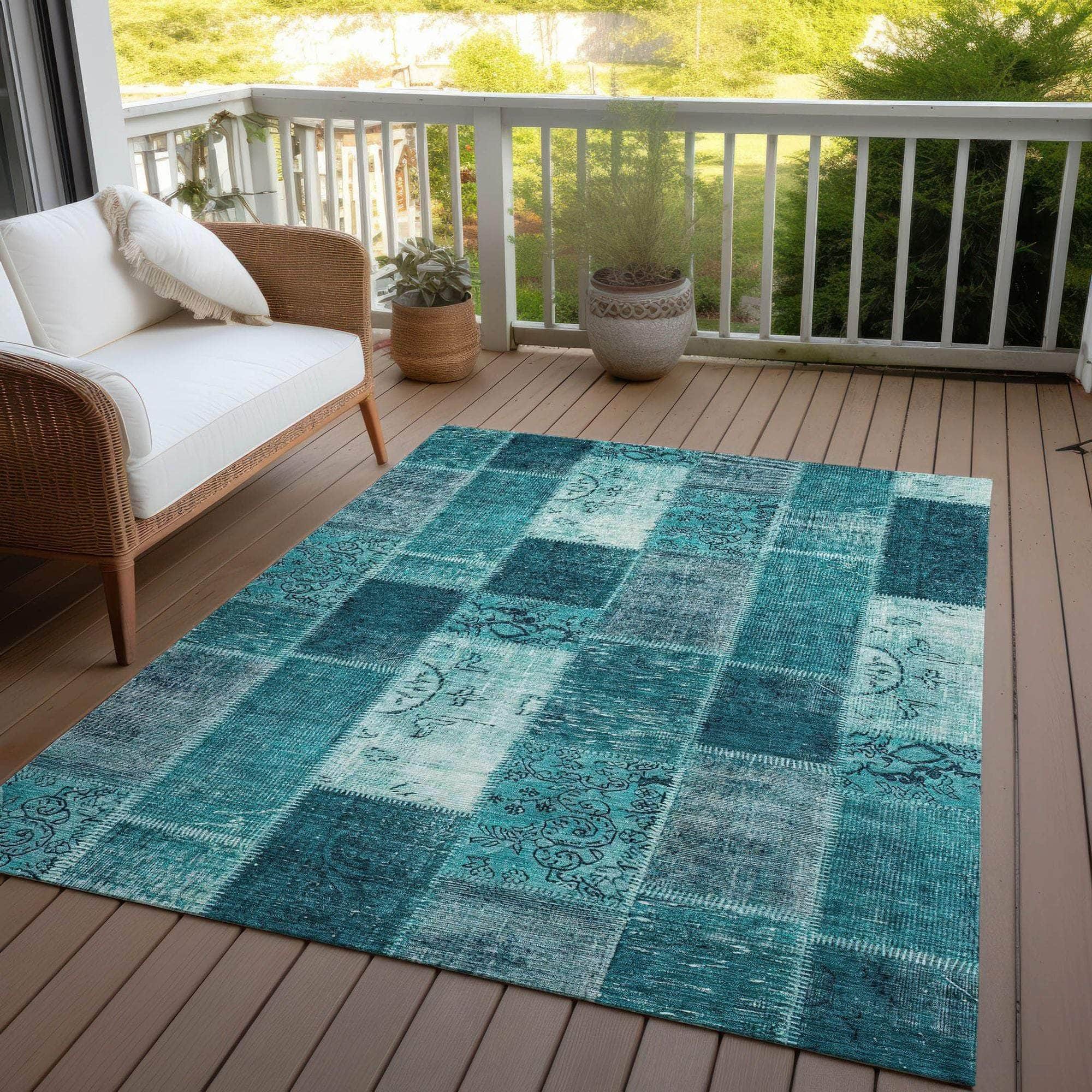 Machine Made ACN631 Teal Rugs #color_teal