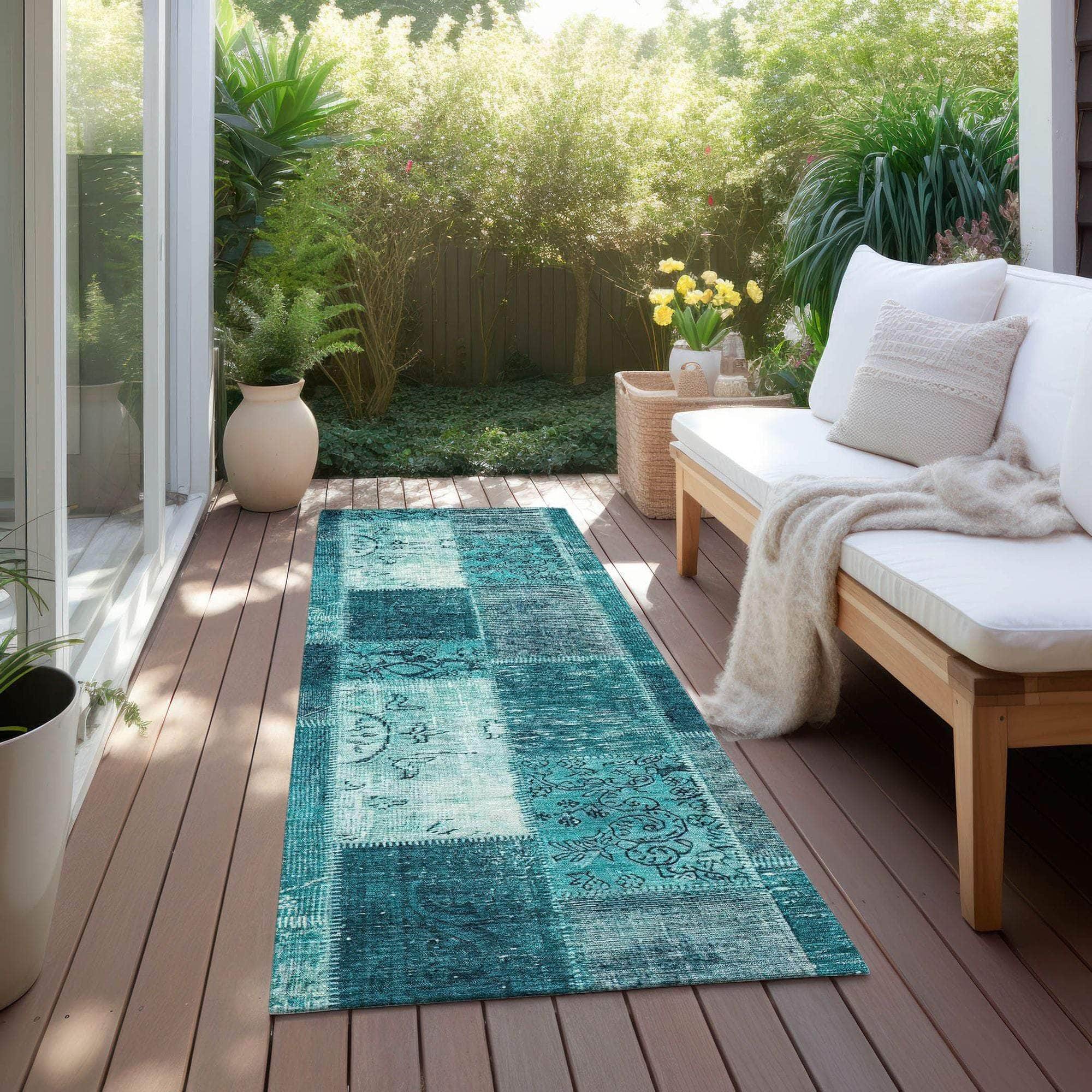 Machine Made ACN631 Teal Rugs #color_teal