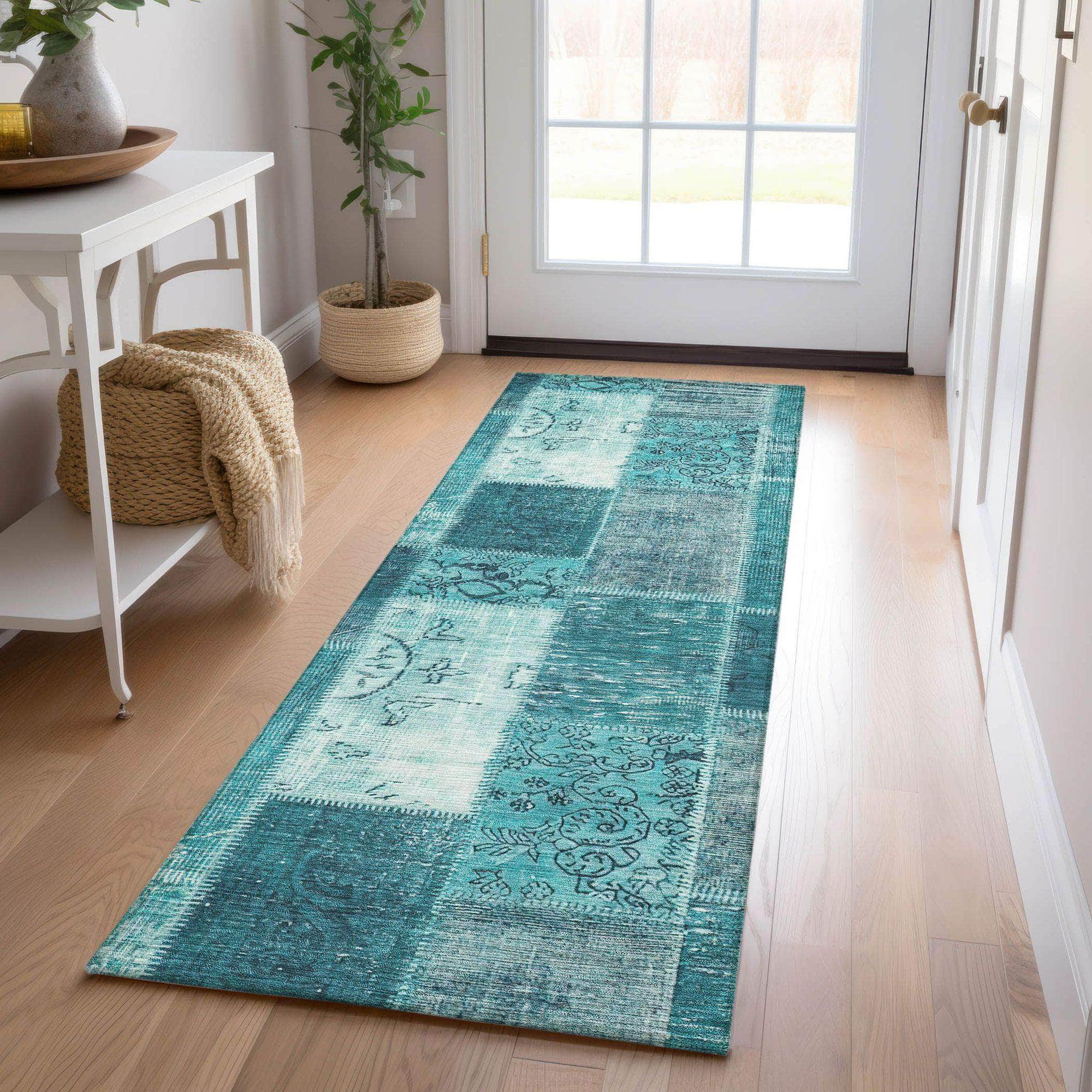 Machine Made ACN631 Teal Rugs #color_teal