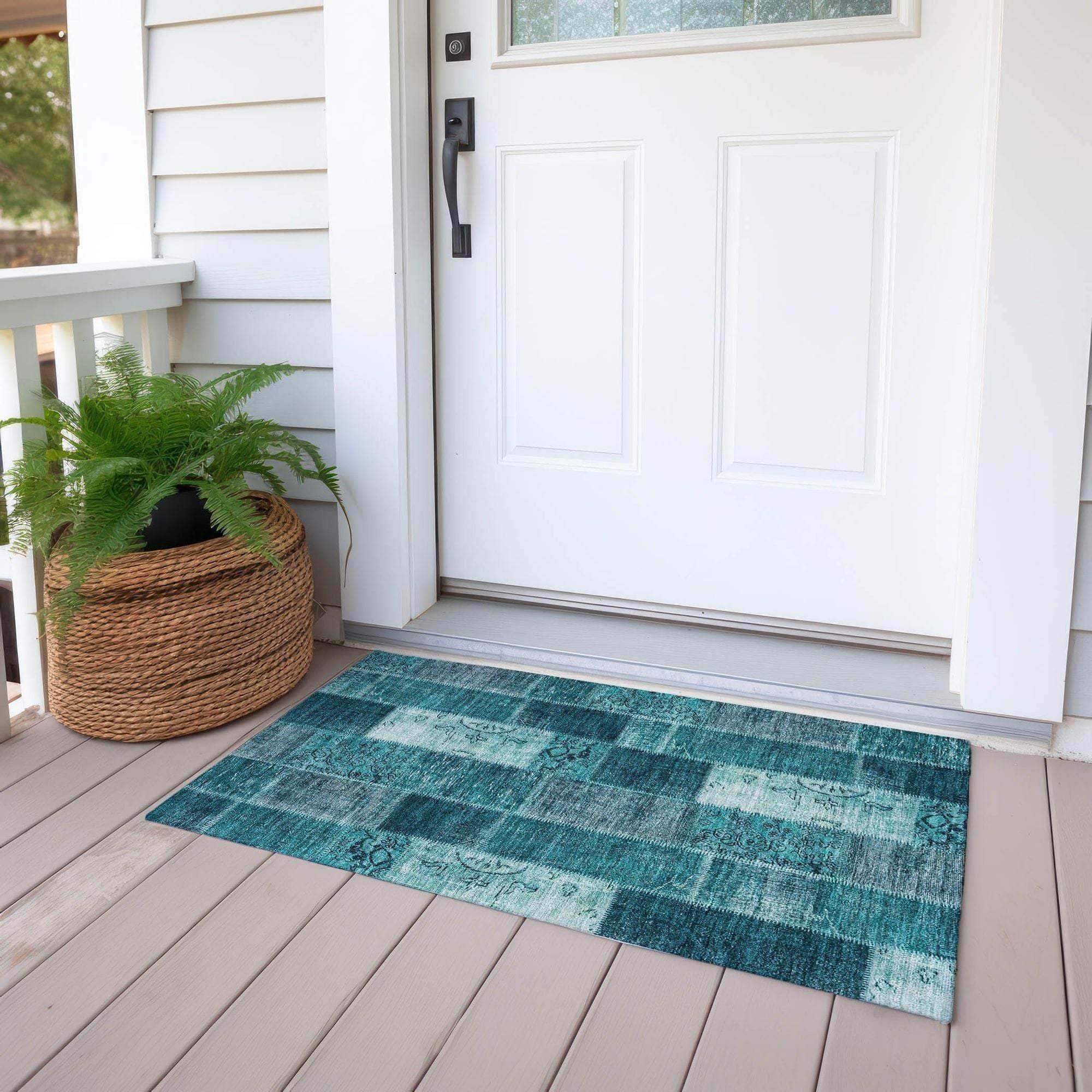 Machine Made ACN631 Teal Rugs #color_teal