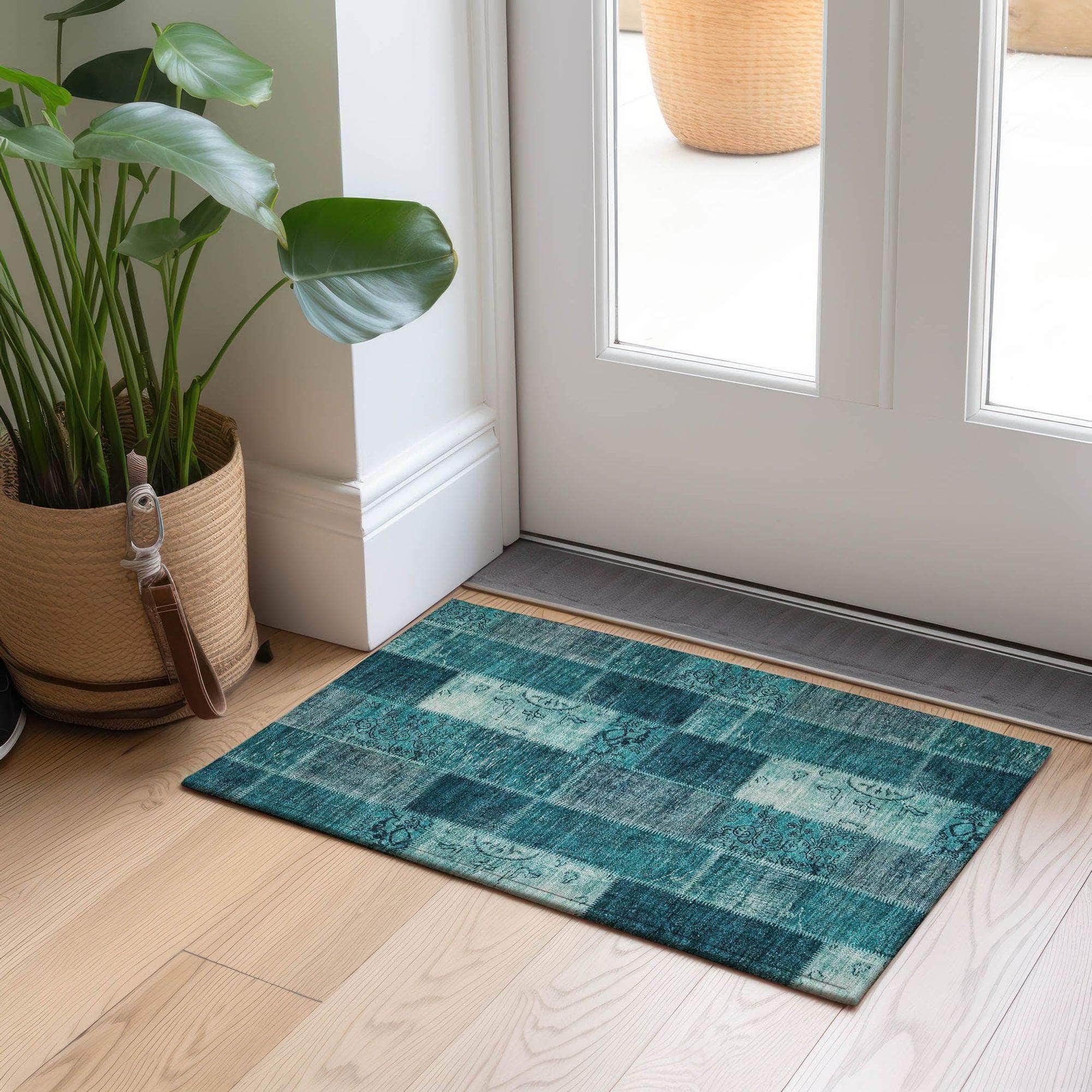 Machine Made ACN631 Teal Rugs #color_teal
