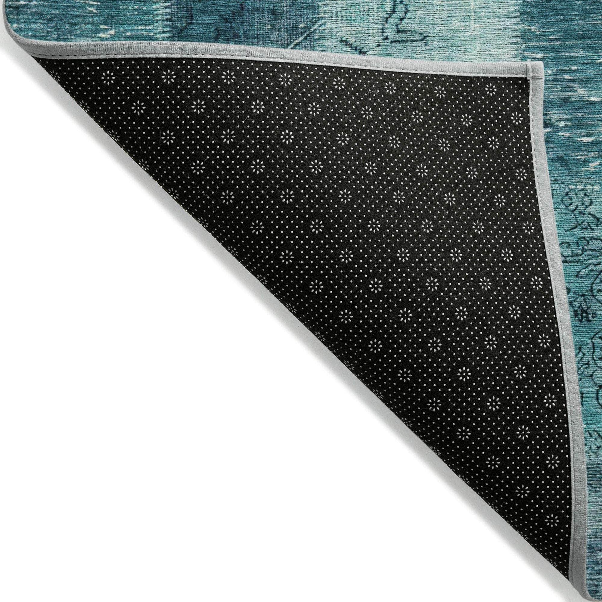 Machine Made ACN631 Teal Rugs #color_teal