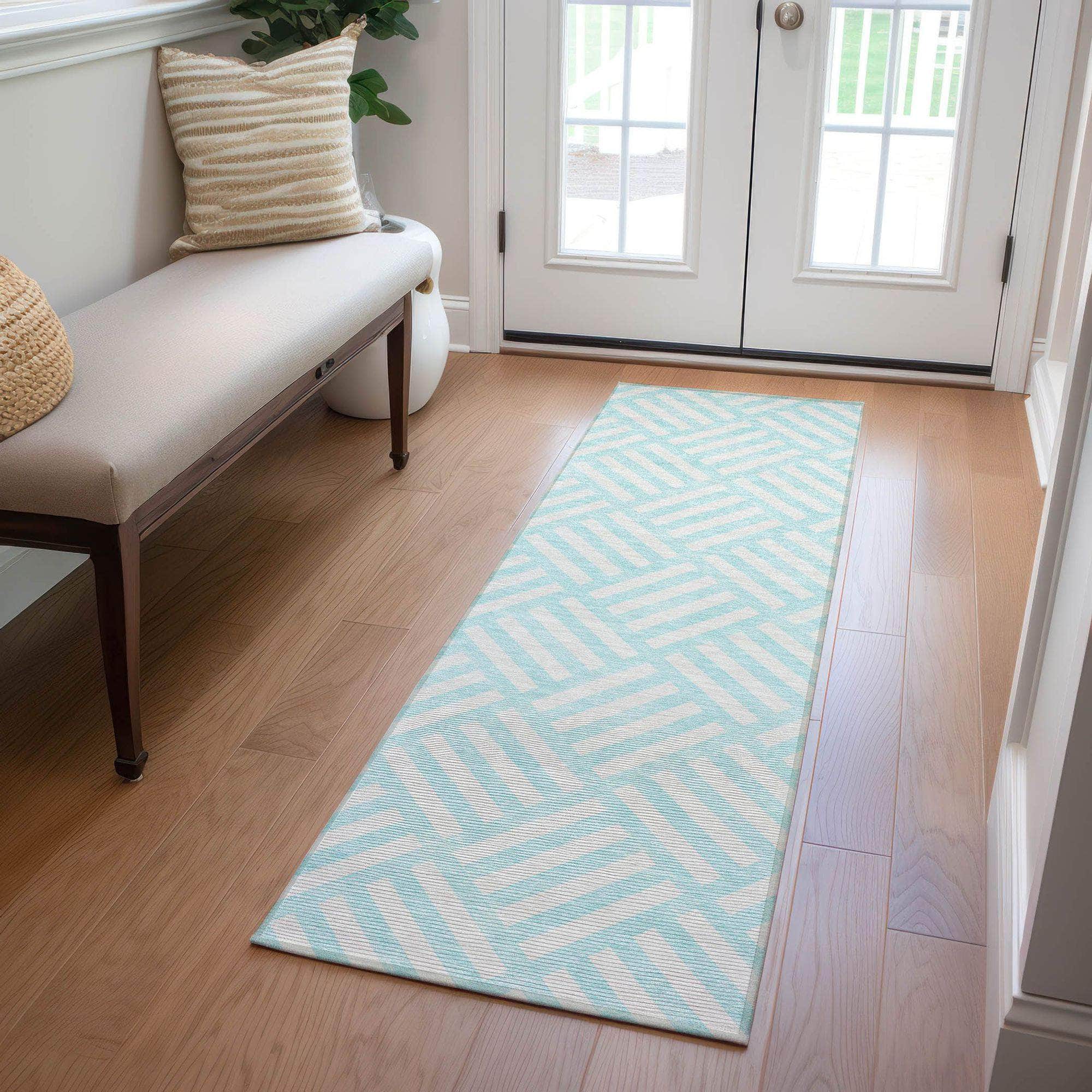 Machine Made ACN620 Aqua Teal Rugs