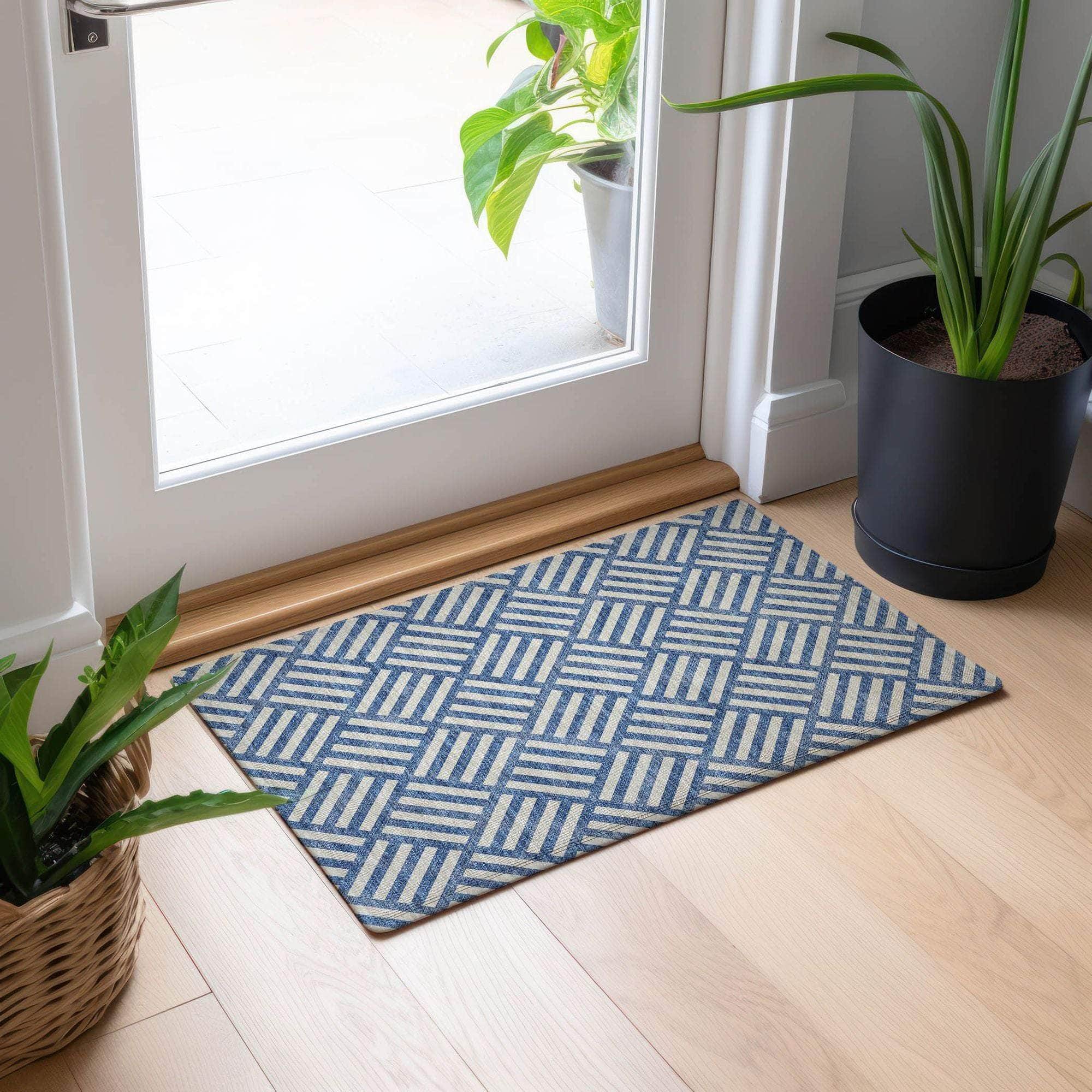 Machine Made ACN620 Blue Rugs