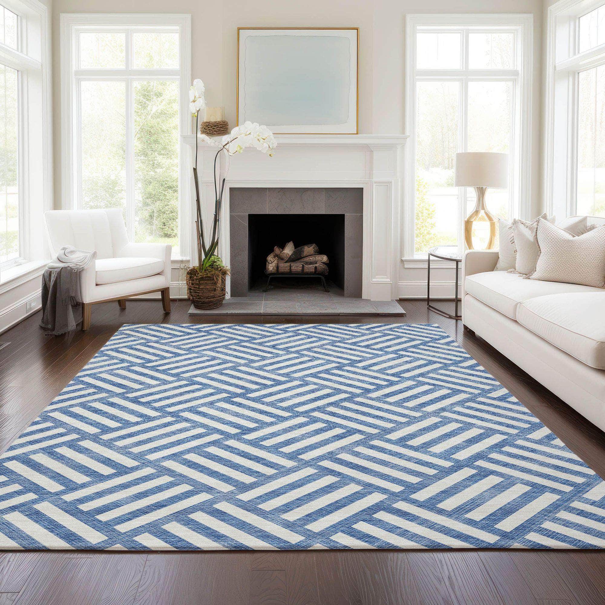 Machine Made ACN620 Blue Rugs