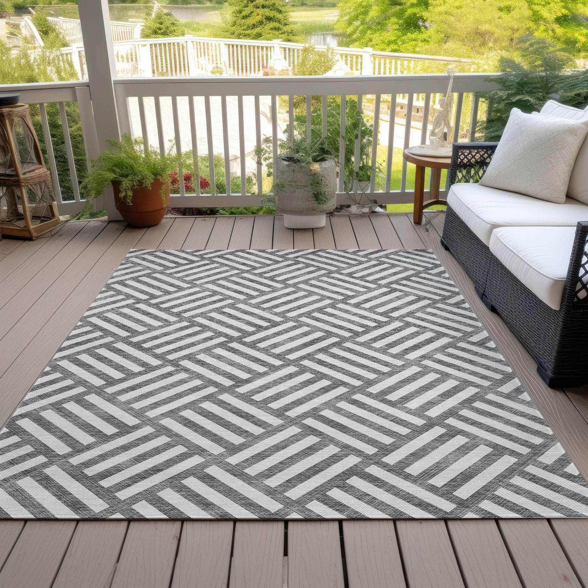 Machine Made ACN620 Charcoal Gray Rugs