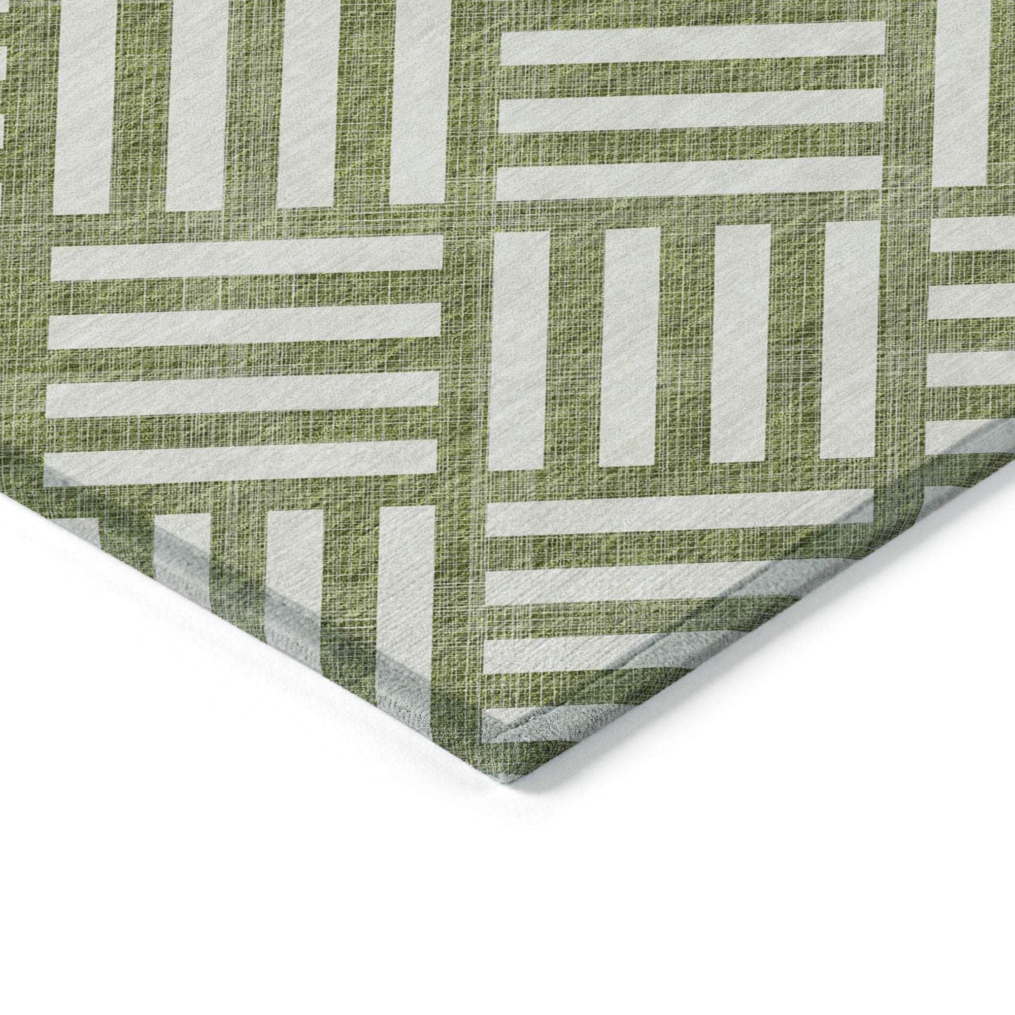 Machine Made ACN620 Olive Green Rugs
