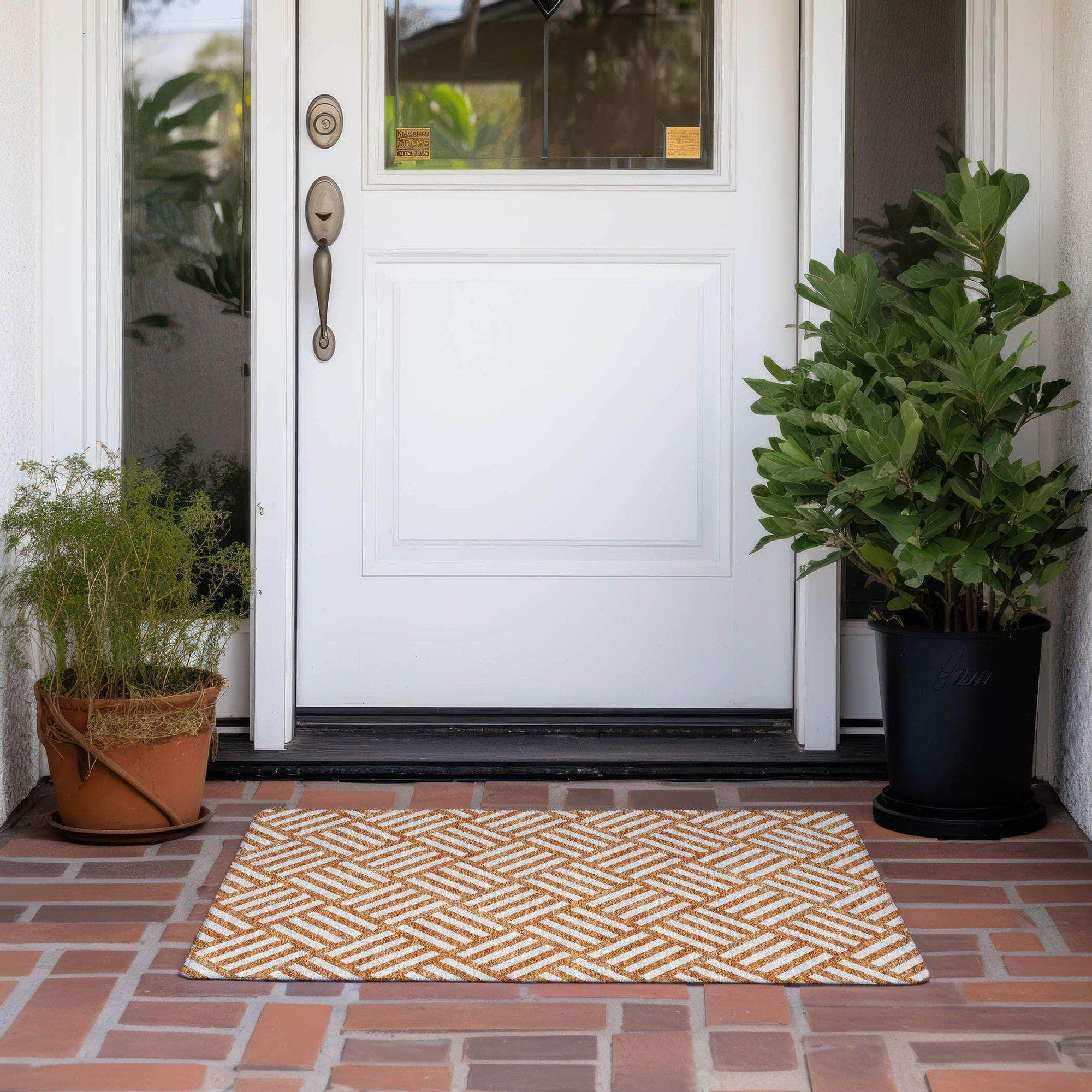 Machine Made ACN620 Orange Rugs