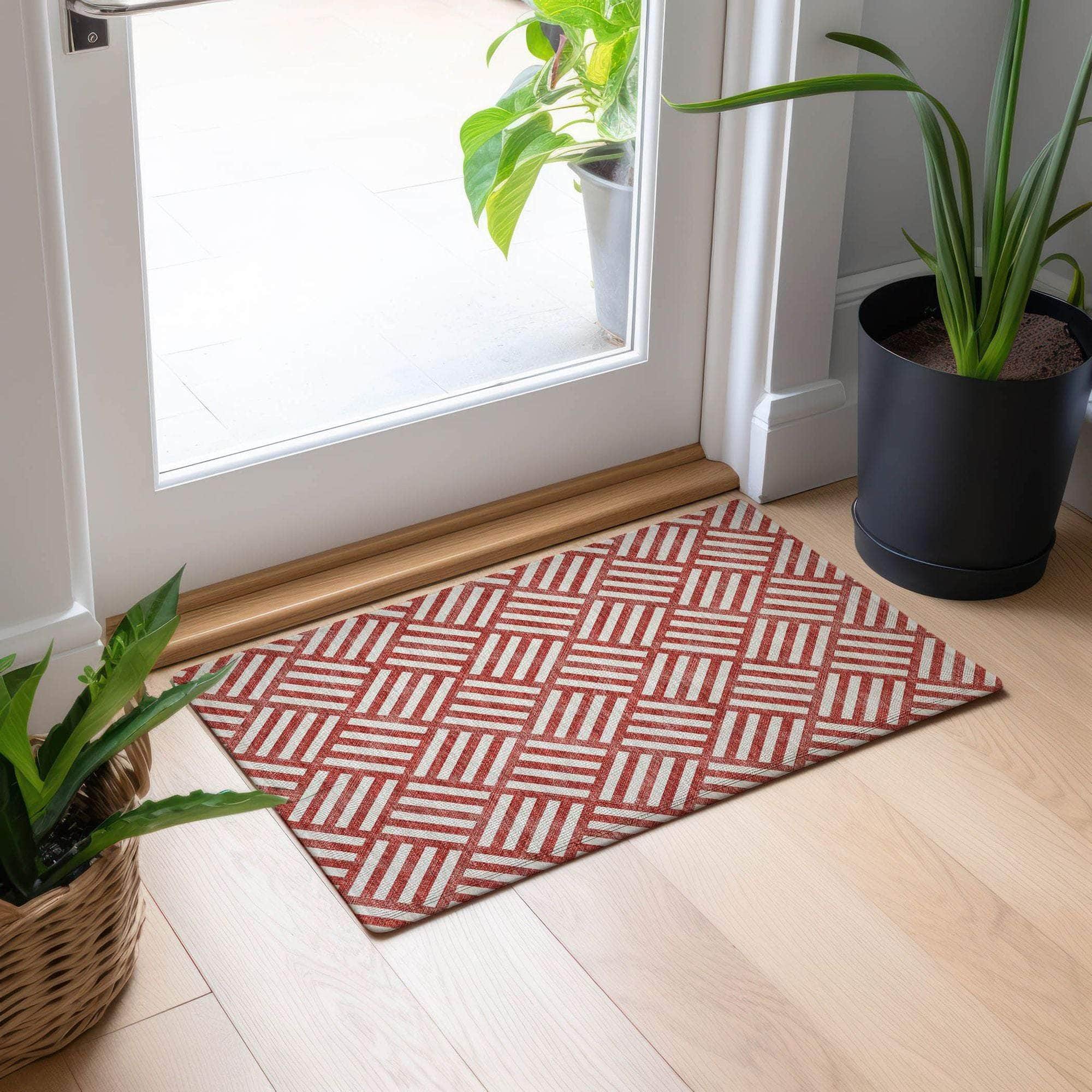 Machine Made ACN620 Red Rugs