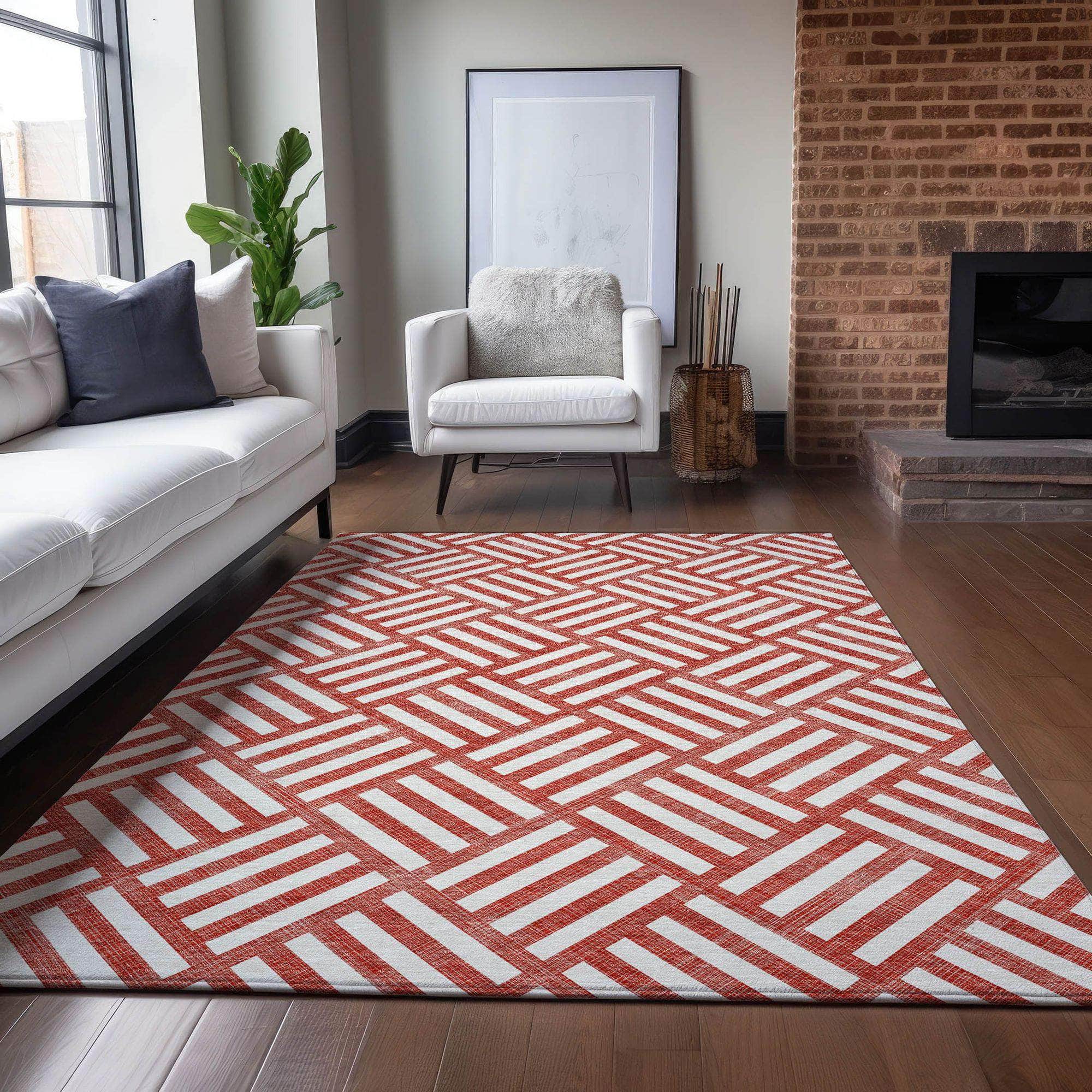 Machine Made ACN620 Red Rugs
